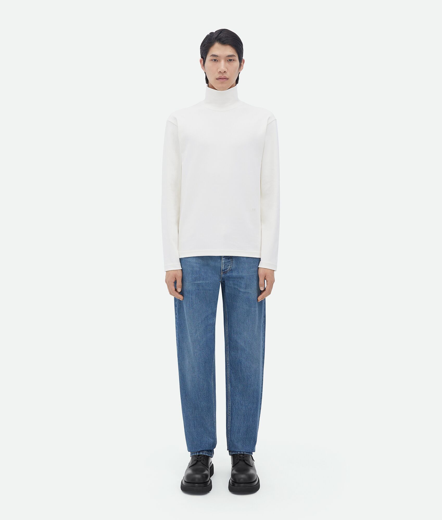 Bottega Veneta o1loc1c0325 725652 Fluid Jersey T-Shirt in White Size US M / EU 48-50 / 2 - 1 Thumbnail