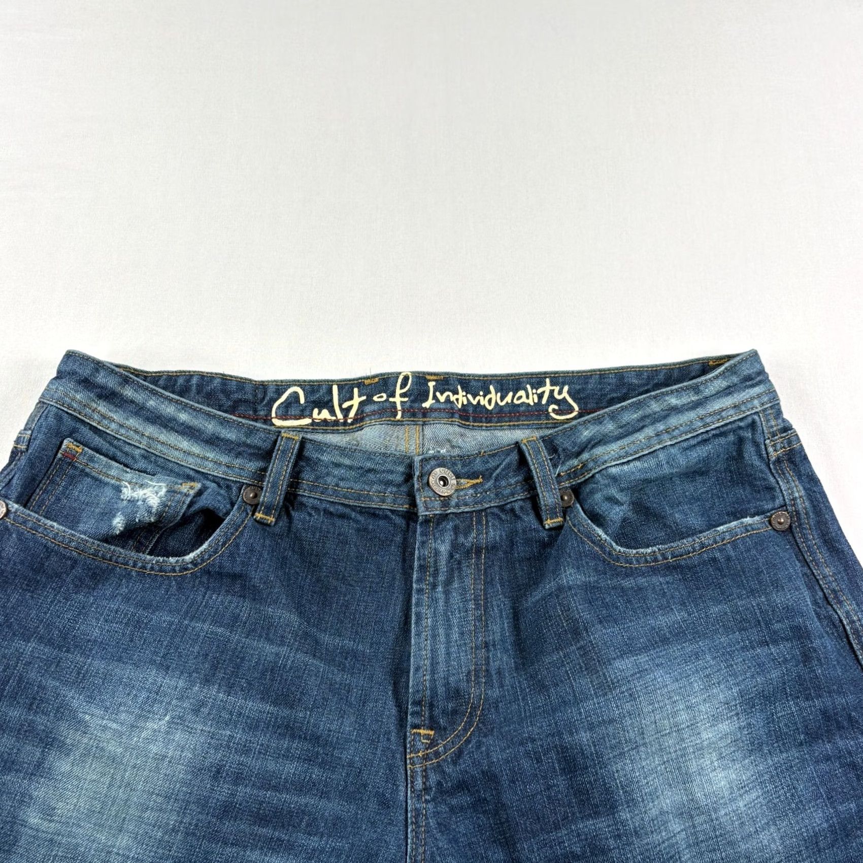 Cult Of Individuality Cult Of Individuality Jeans Mens 38x34 Blue Hagen Relaxed Tapered Distressed Denim Men Jeans Blue 90s Size US 38 / EU 54 - 2 Thumbnail
