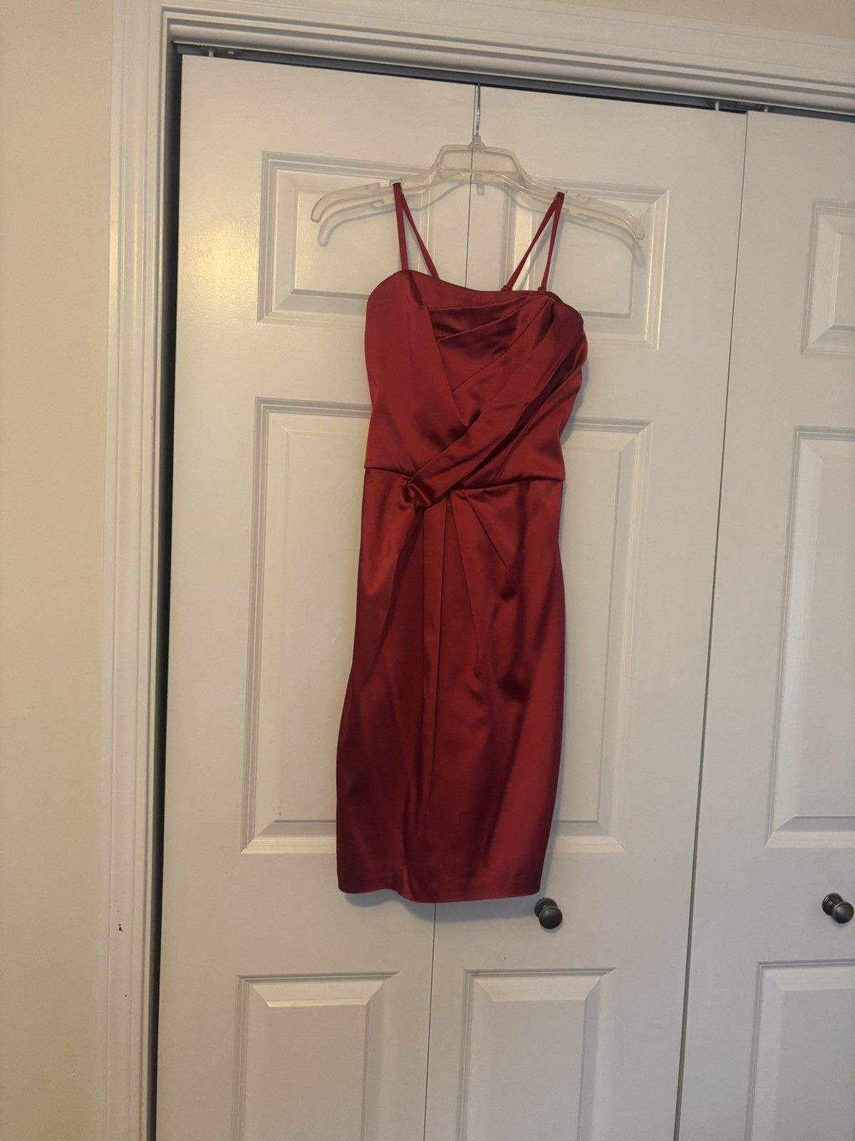 White House Black Market Red Satin Mini Dress White House Black Market size 2 New Size XS / US 0-2 / IT 36-38 - 2 Thumbnail