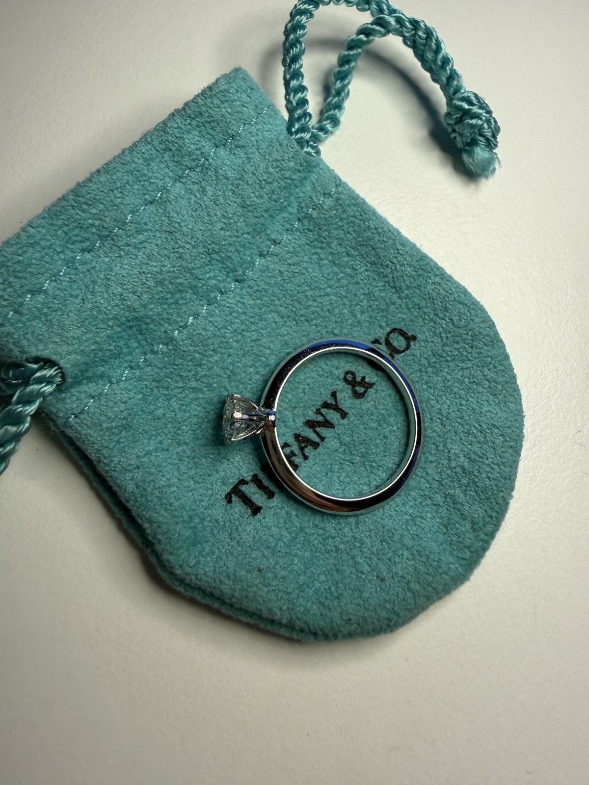 Tiffany & Co. $8,650 Tiffany&Co. Platinum 0.49ct E VS1 Round Diamond Ring Size ONE SIZE - 1 Thumbnail