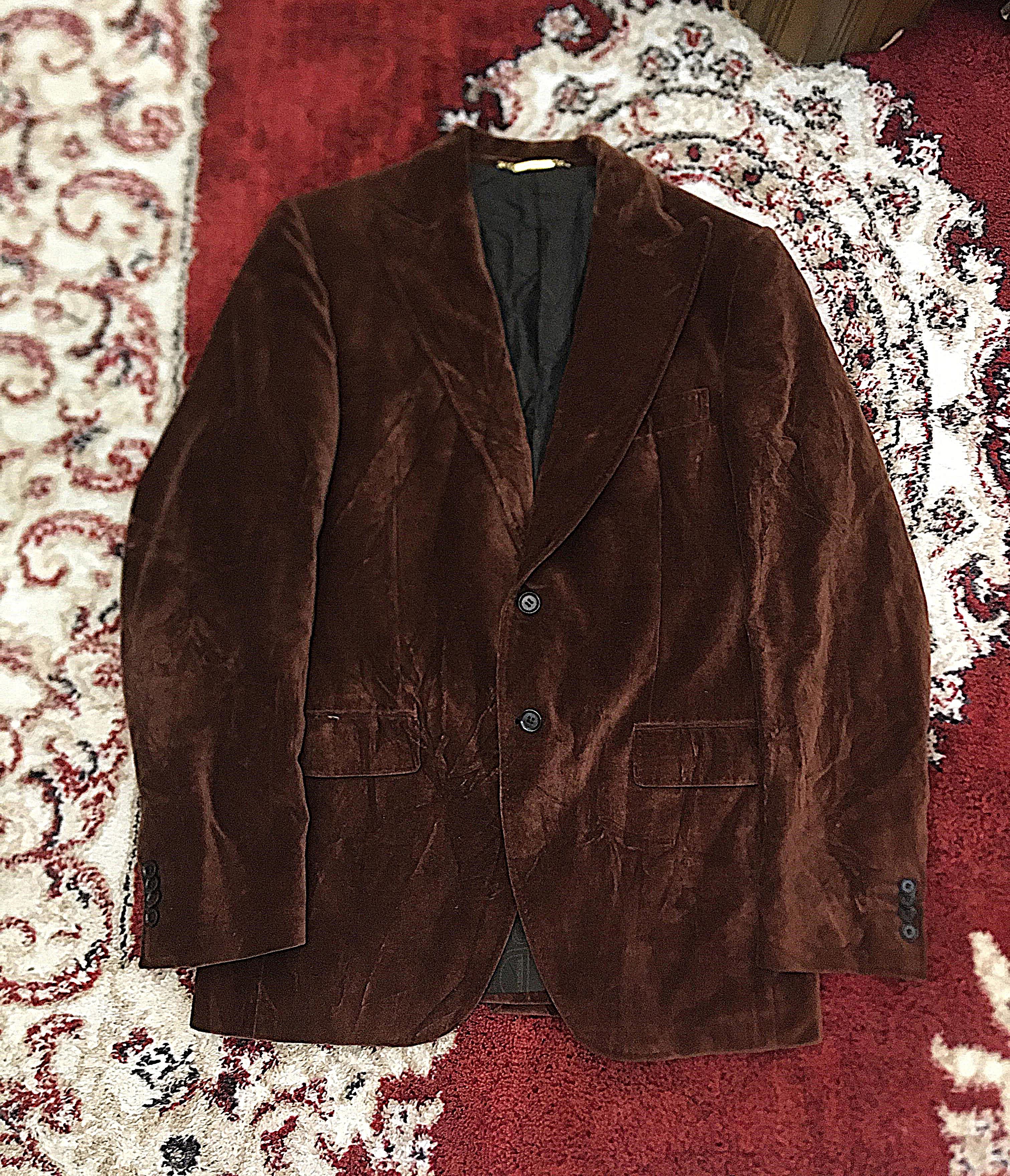 Dolce & Gabbana × Vintage Dolce & Gabbana Brown Velvet Blazer Men Size 50S - 1 Thumbnail