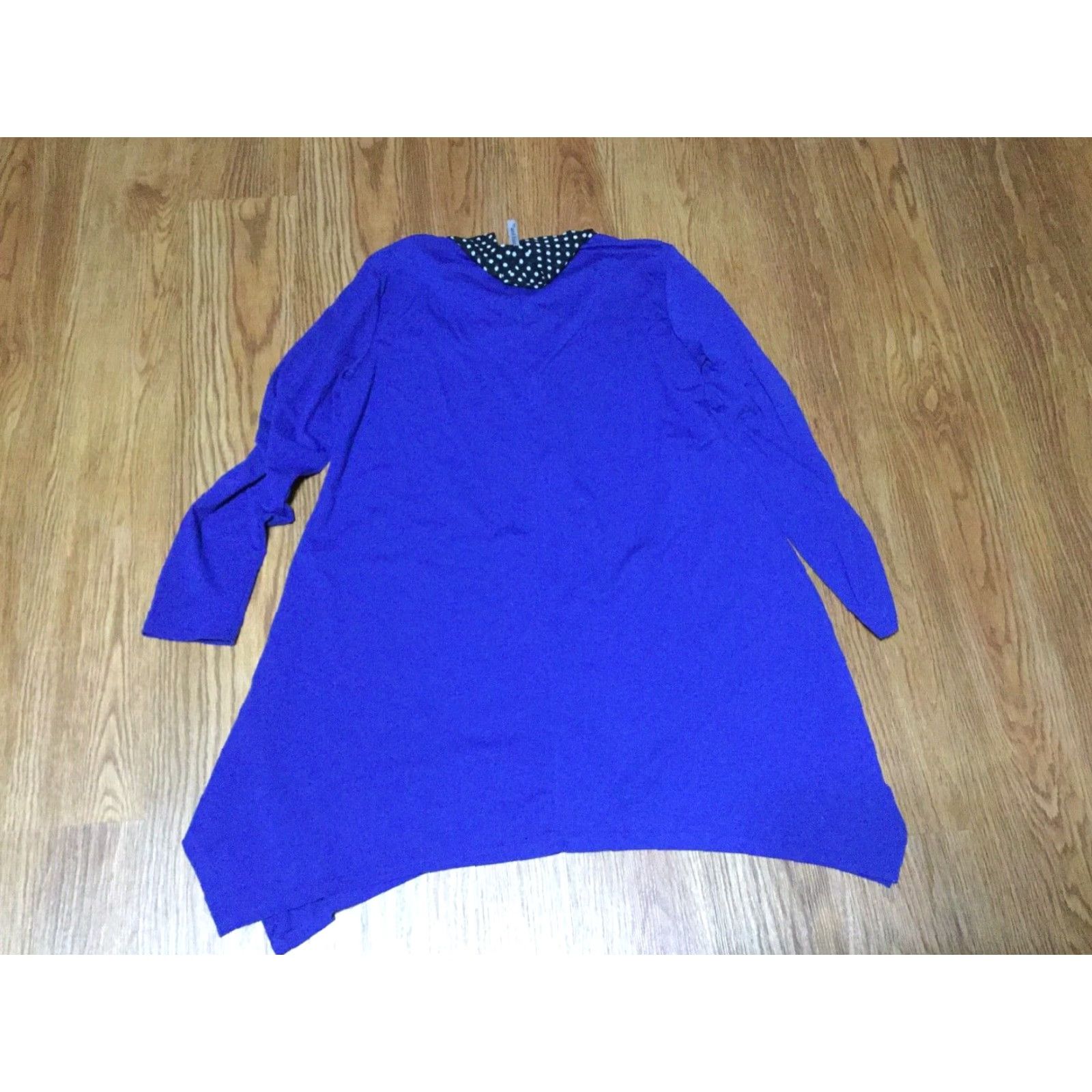 Vintage Teng Yue Blue Long Sleeve Blouse Scarf-like Neckline & Asymmetrical Hem XXL Size XXL / US 16-18 / IT 52-54 - 4 Thumbnail