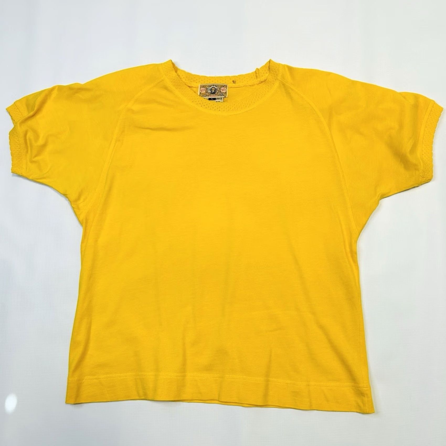 Vintage VINTAGE 80s Gene Ewing Bis Shirt Adults Large Yellow T-Shirt Monochrome, 100% Cotton, Hong Kong, Regular Fit, Casual Size L / US 10 / IT 46 - 5 Thumbnail