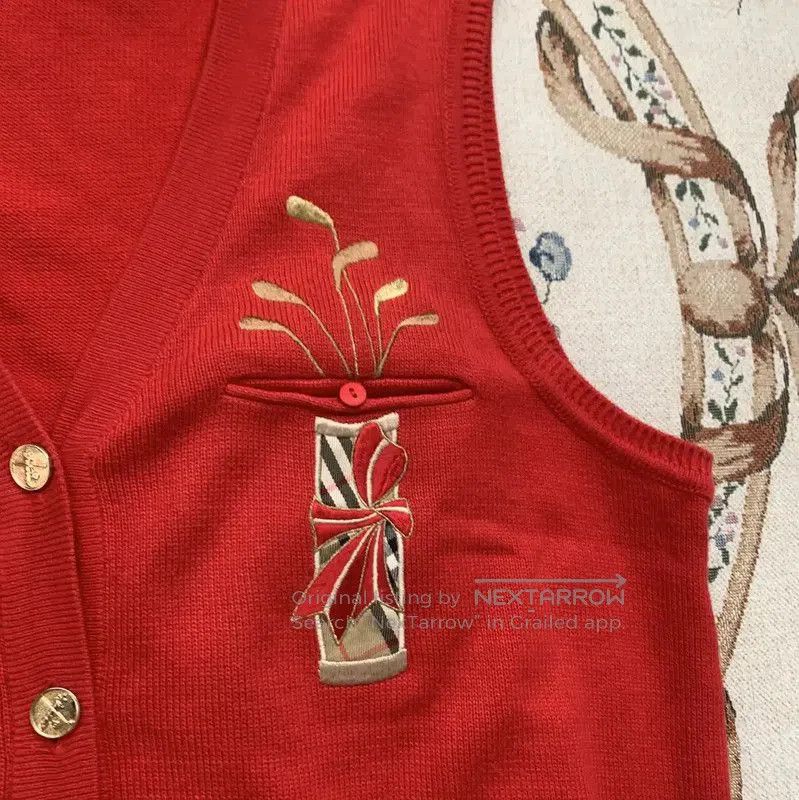Burberry Burberry Red Cotton Women's Vest Cardigan. Size M / US 6-8 / IT 42-44 - 5 Thumbnail