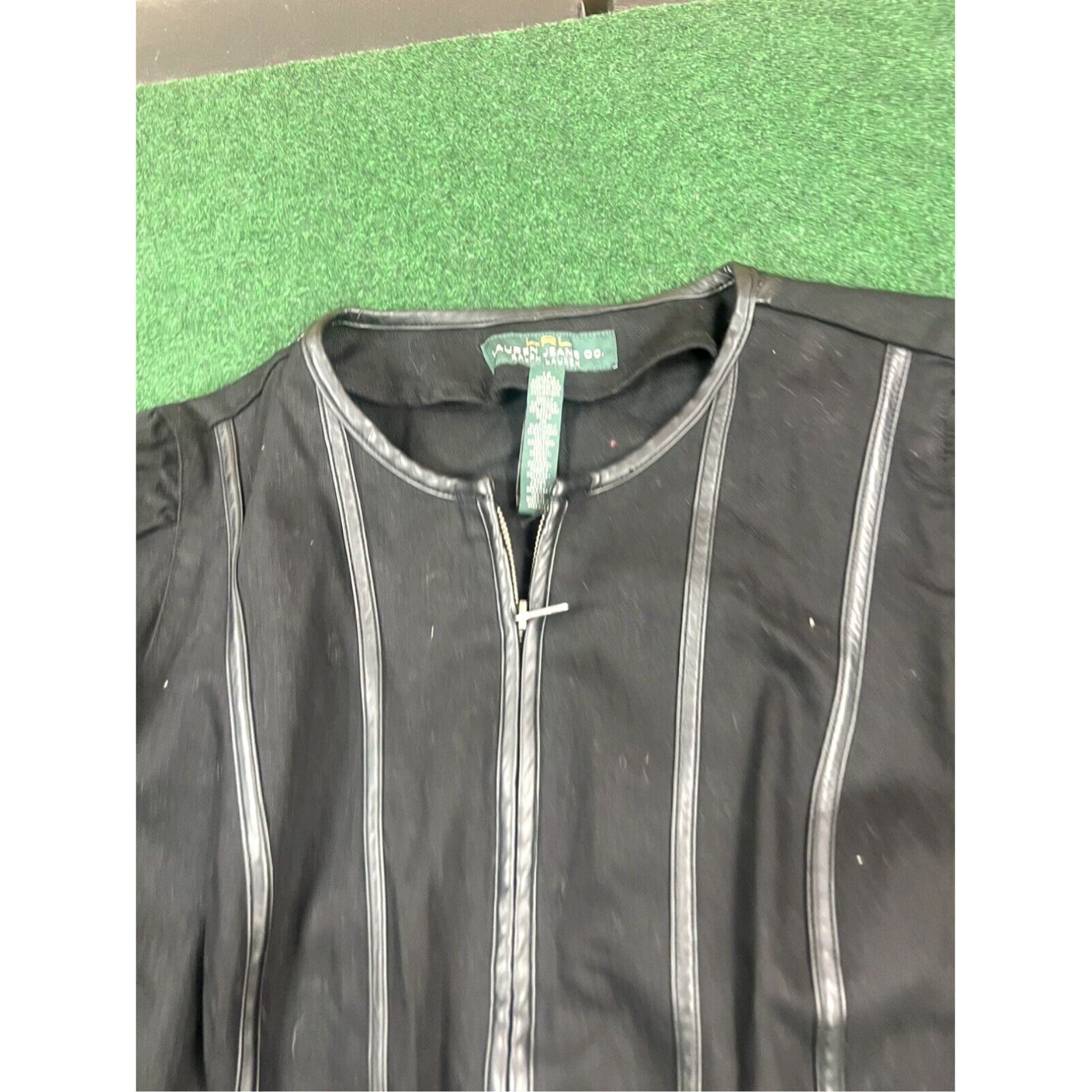 CO LRL Ralph Lauren Jeans Co Equestrian Denim Jacket Size Large Black 14 Zip Up Size 36" / US 14 / IT 50 - 4 Thumbnail