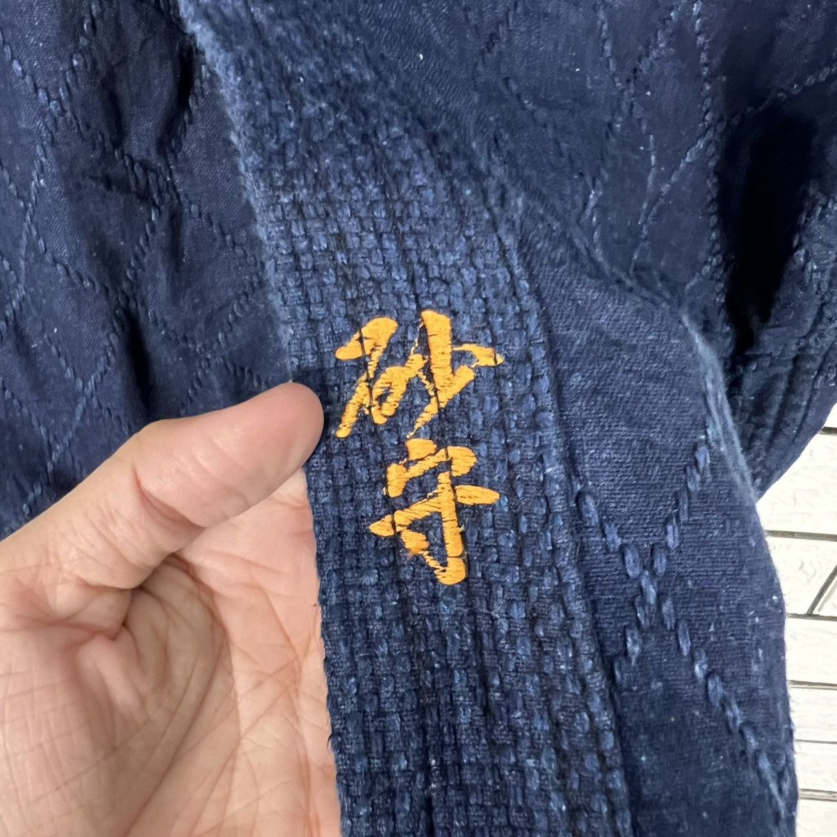 Vintage Japan Indigo Blue Sashiko Thick Weave Kimono #4147-C189 Size US L / EU 52-54 / 3 - 11 Thumbnail