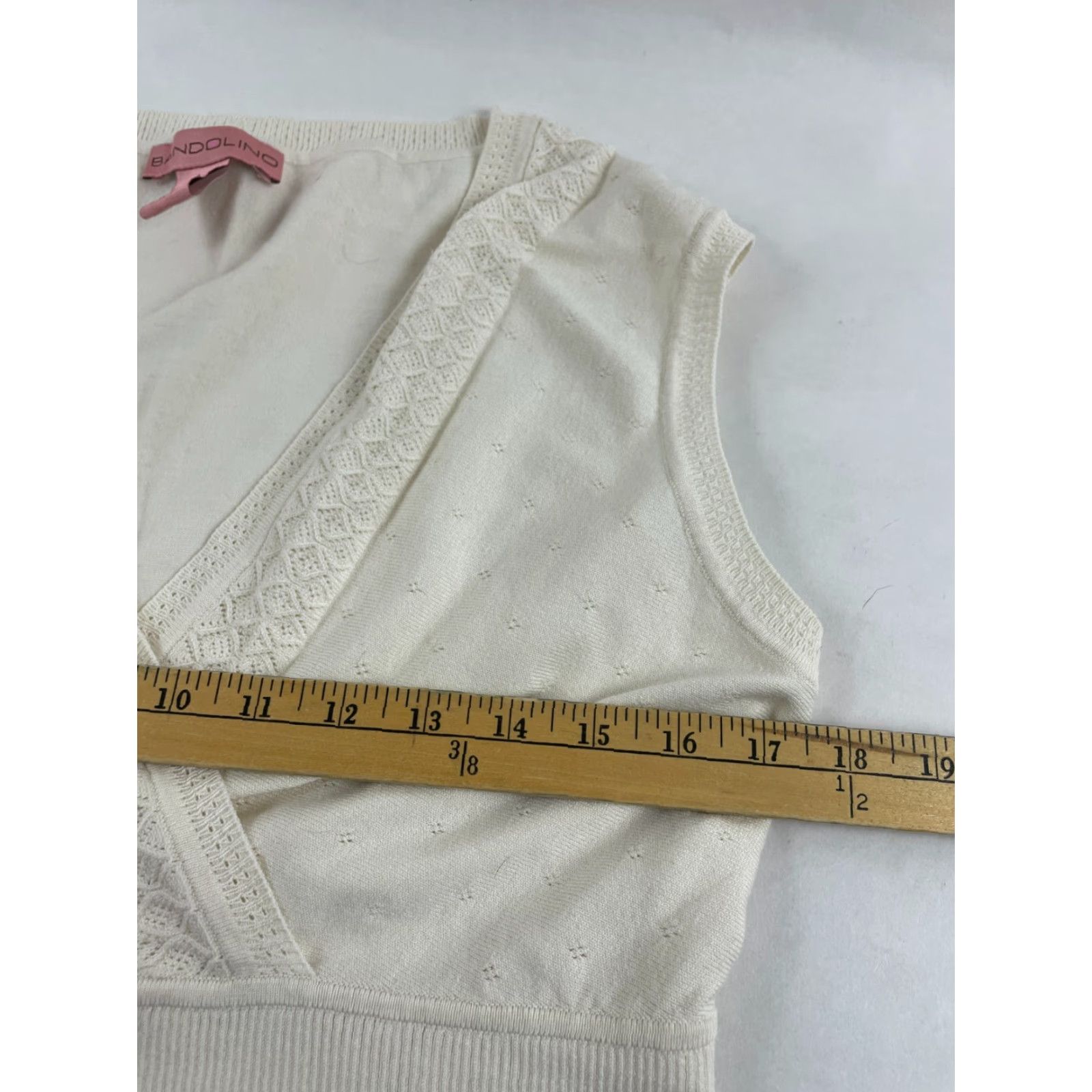 Vintage Bandolino Sweater Womens Size L Cream V-Neck Sleeveless Pullover Silk Ivory Modern"} Size L / US 10 / IT 46 - 4 Thumbnail