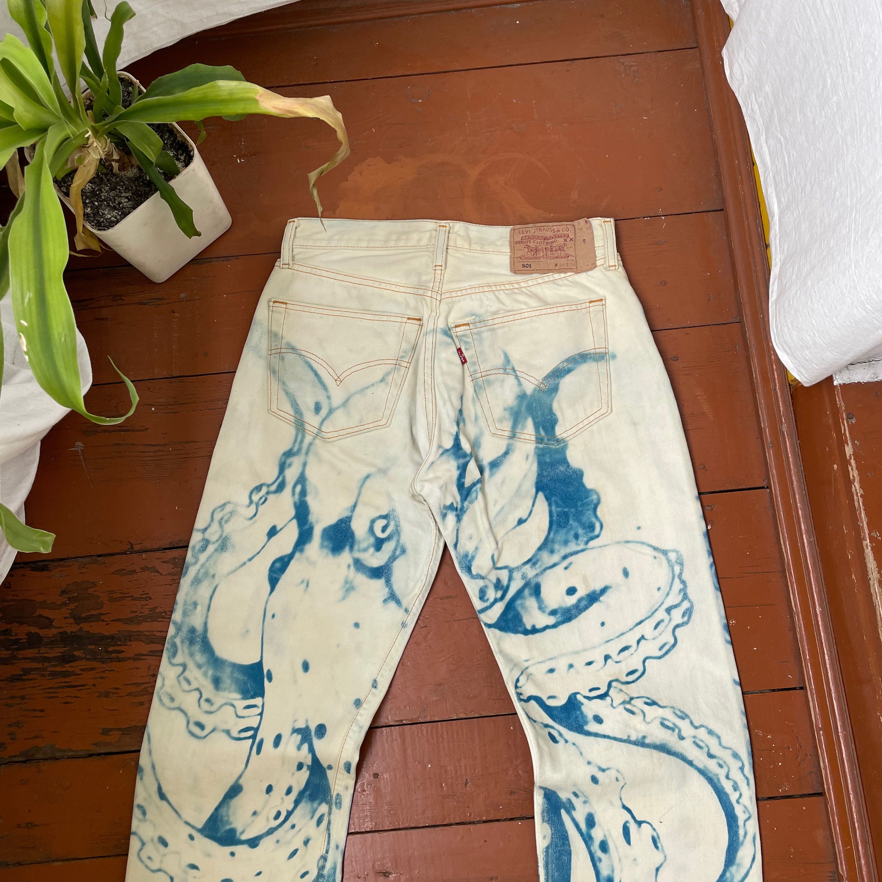 Levi's Levis 501 31x34 custom squid 🦑 print very rare Size US 31 - 5 Thumbnail