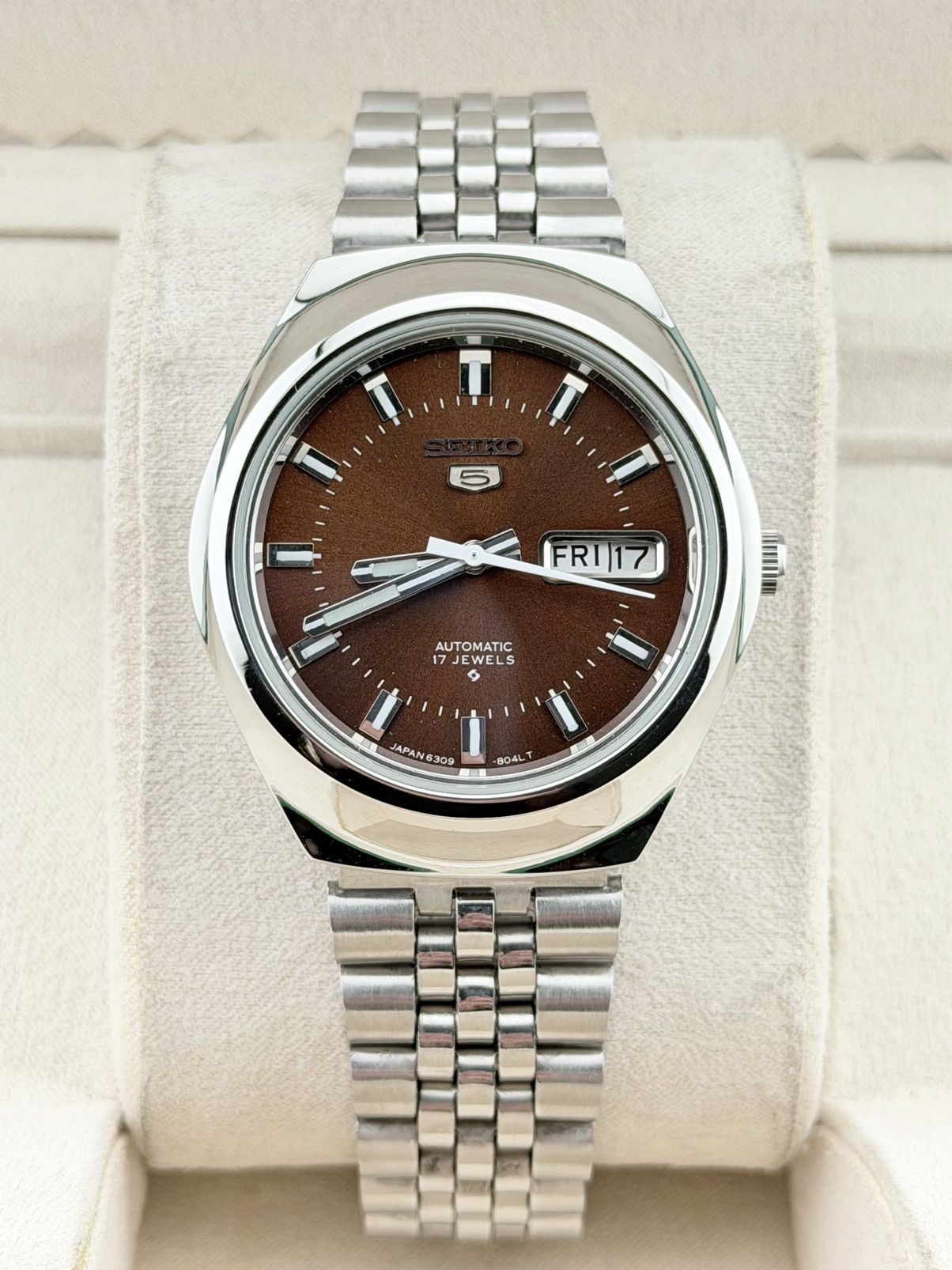 Seiko Seiko 5 Automatic Watch Mens Vintage Wristwatch Brown Dial Size 36 - 1 Thumbnail