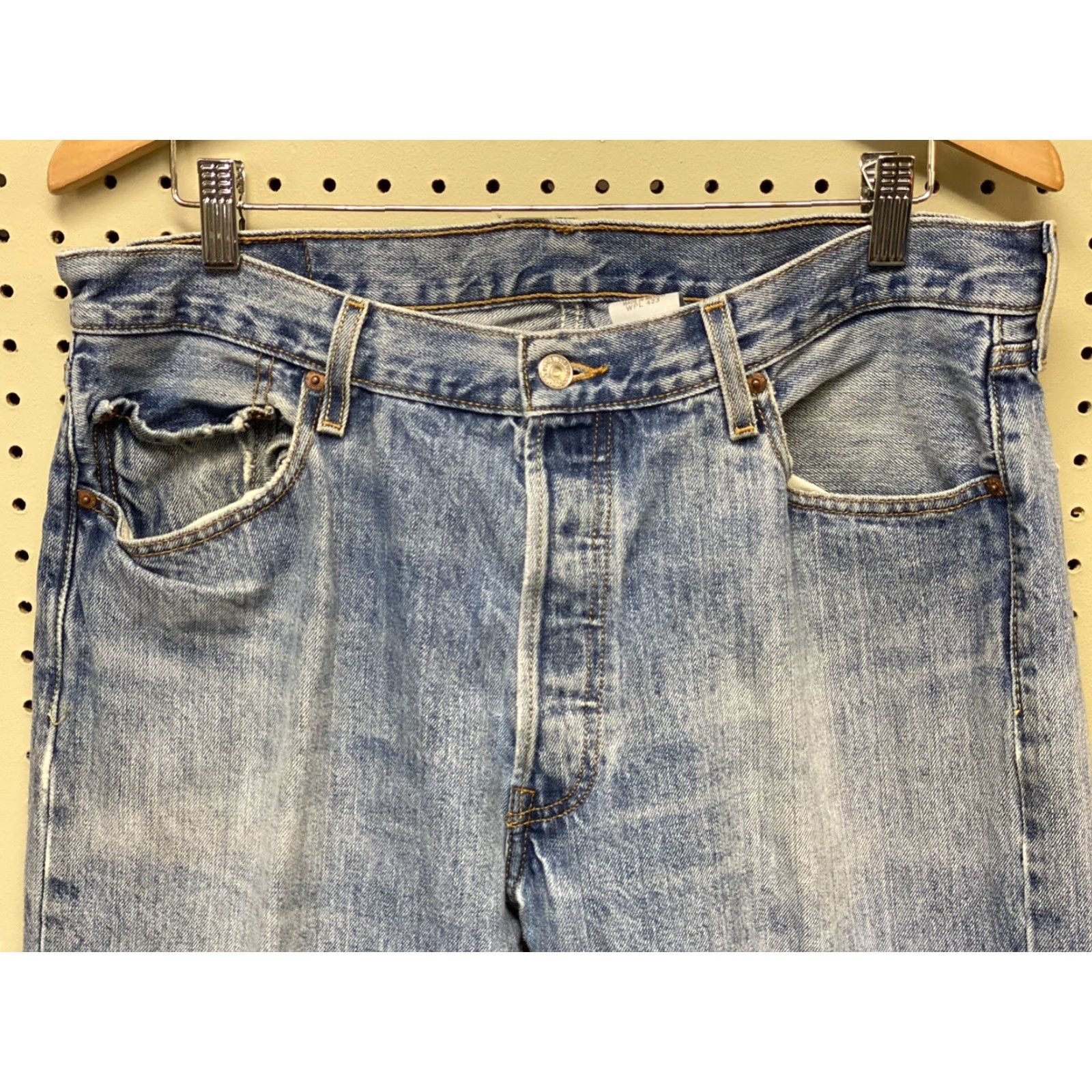 Levi's VINTAGE Levi's 501 XX Jeans 36x33 Denim Button Fly Distressed Denim Blue USA 90s Mens Regular Straight"} Size US 36 / EU 52 - 5 Thumbnail