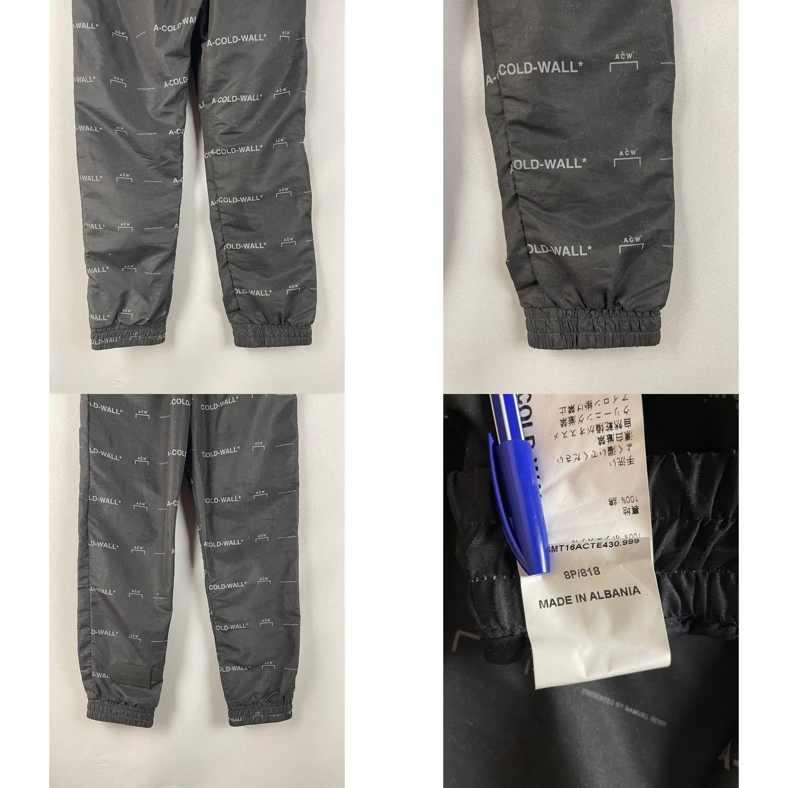 Vintage A-Cold-Wall Jogger Pants Mens L Black Polyester Elastic Waist Trouser Fashion Slim Casual Workwear Activewear Regular Fit Straight Leg Pants Size US 33 - 8 Thumbnail