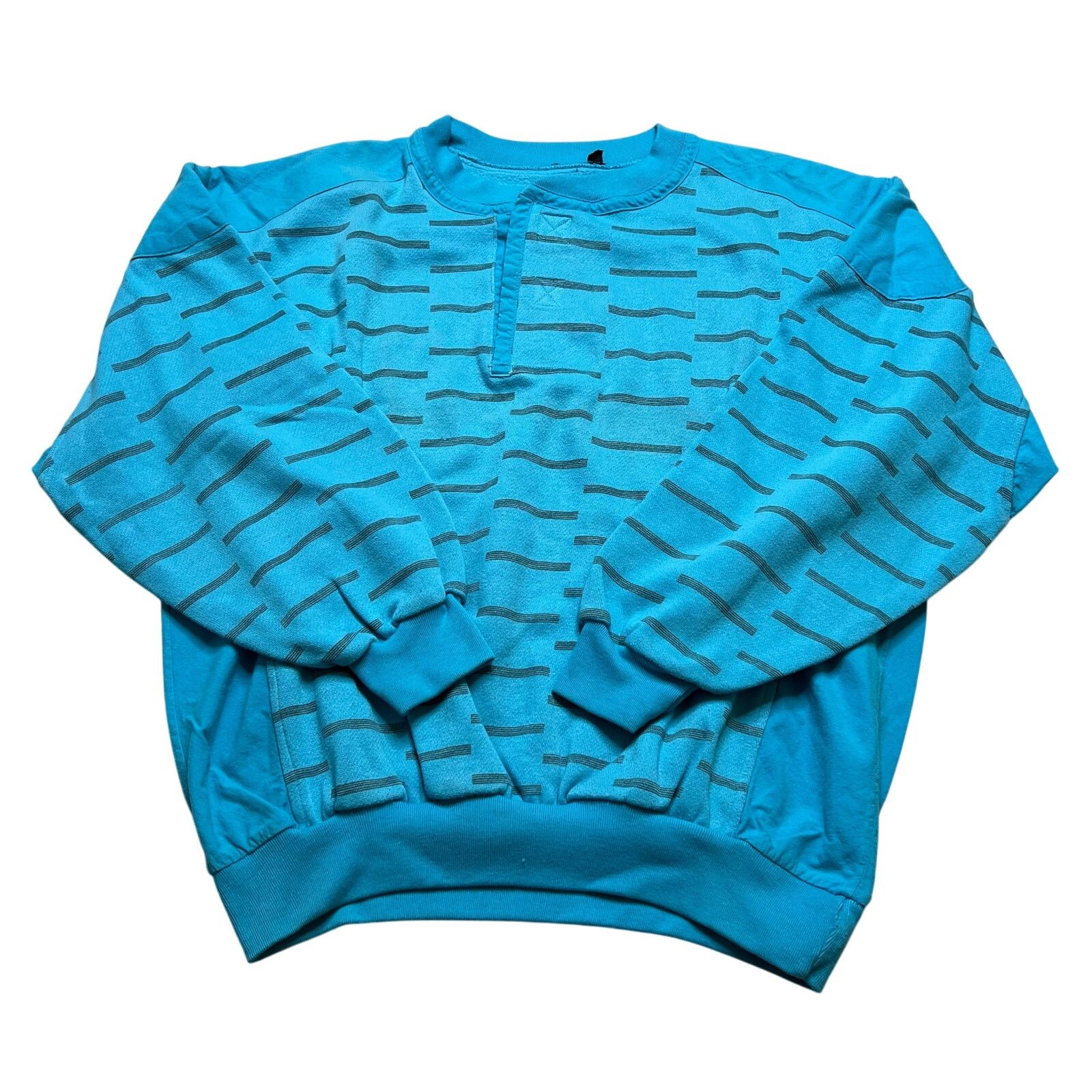 Vintage Vintage Blue Patterned Henley Sweatshirt Velcro Neck Men’s L Size US L / EU 52-54 / 3 - 1 Thumbnail