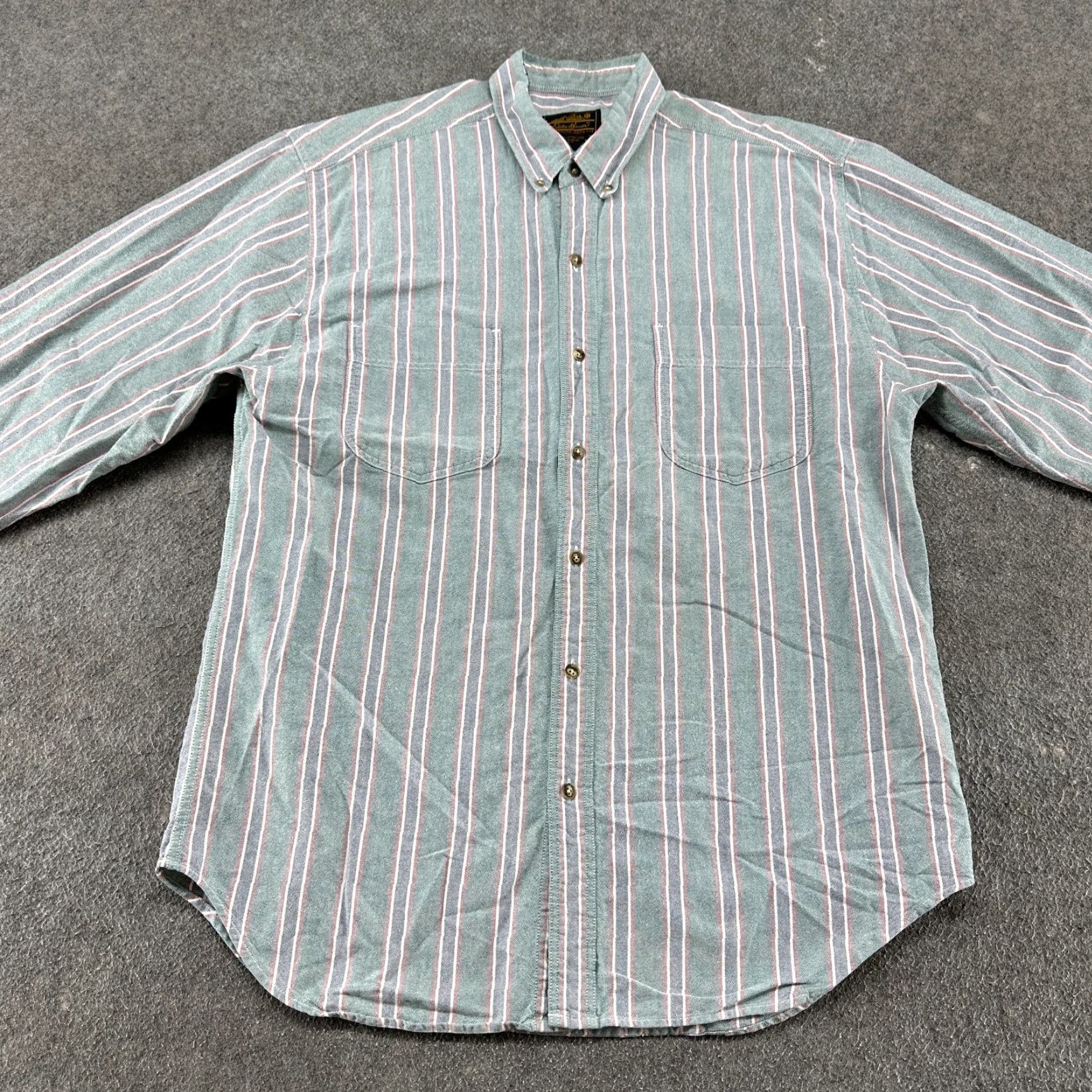 Eddie Bauer VINTAGE Eddie Bauer Shirt Men XLT Green Vertical Striped Button Down Long Sleeve Size US XL / EU 56 / 4 - 3 Thumbnail