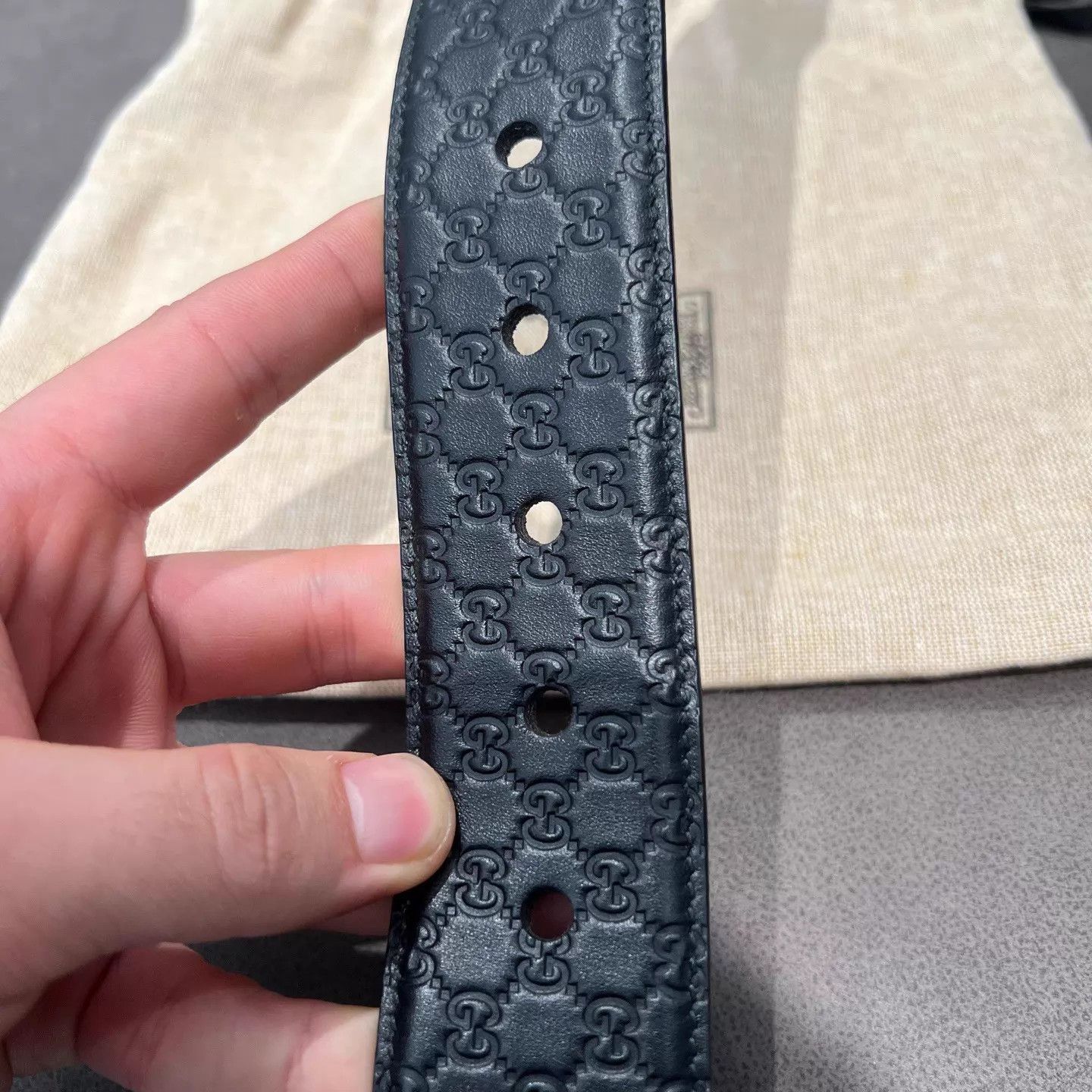 Gucci GUCCI Double G Embossed Cowhide Pin Buckle Belt Size ONE SIZE - 4 Thumbnail