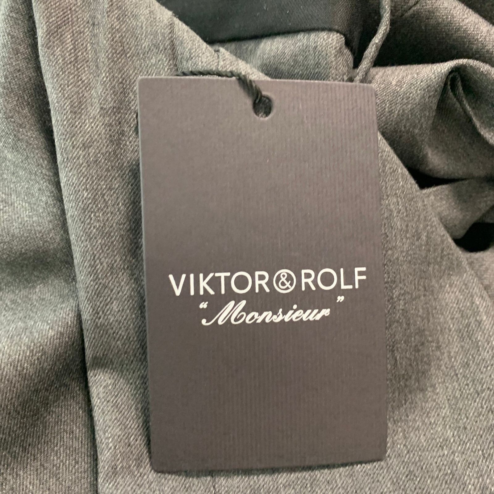 Viktor & Rolf VIKTOR & ROLF Grey Black Solid Wool Zip Fly Dress Pants Size US 38 / EU 54 - 6 Thumbnail
