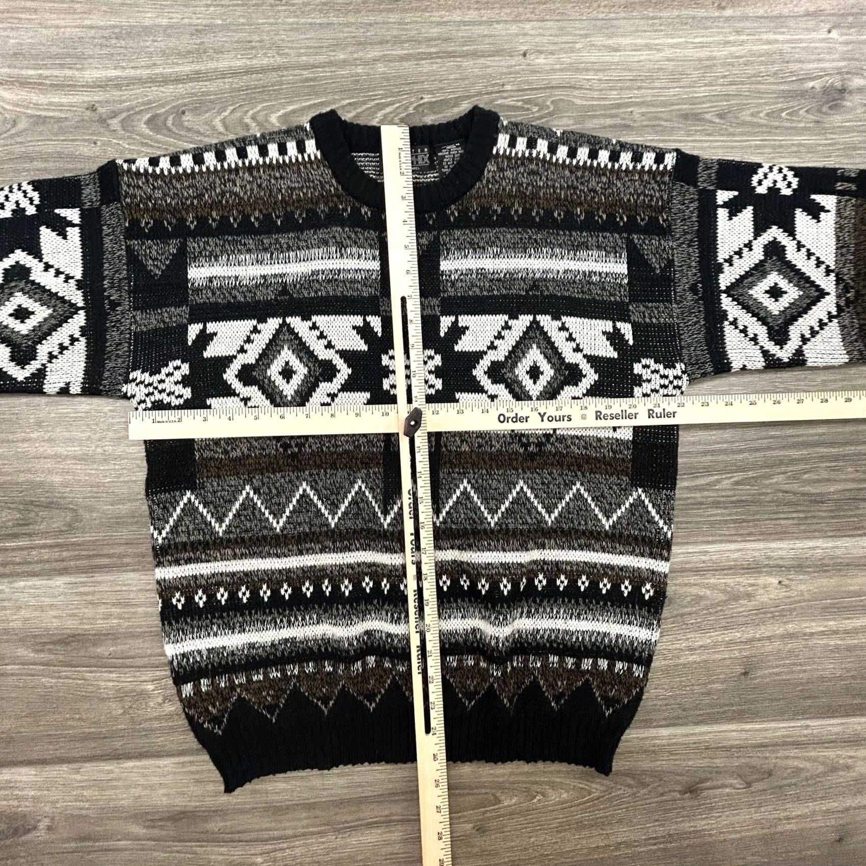 Vintage VINTAGE Graphix Sweater Mens Medium Black Brown Aztec Geometric Knit Crewneck Pullover Size US M / EU 48-50 / 2 - 4 Thumbnail