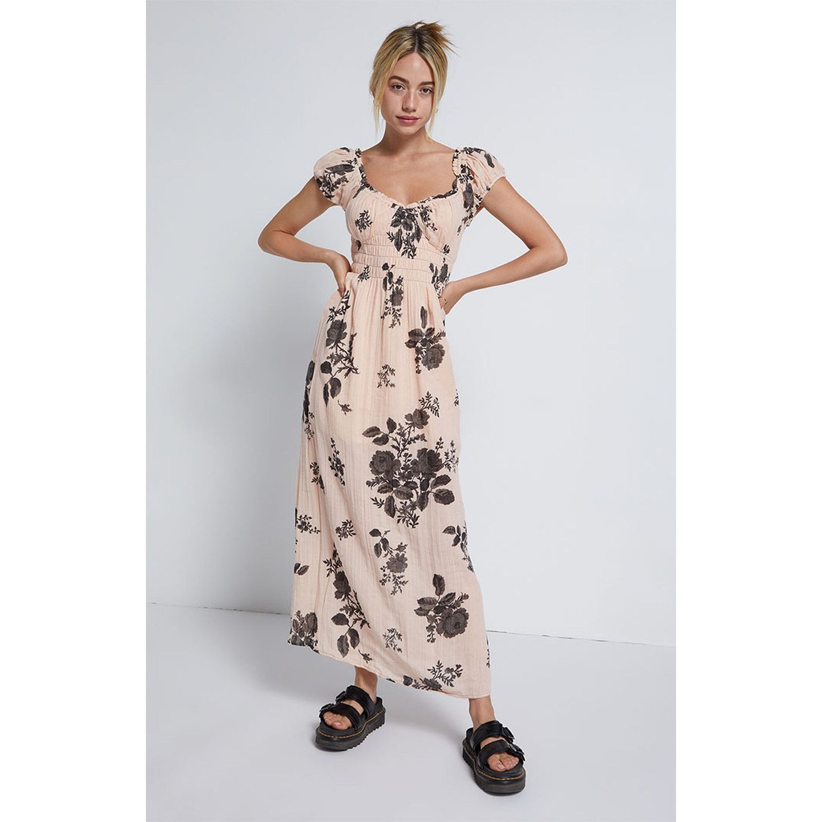 New Free People Forget Me Not Midi Dress $128 SMALL Peach