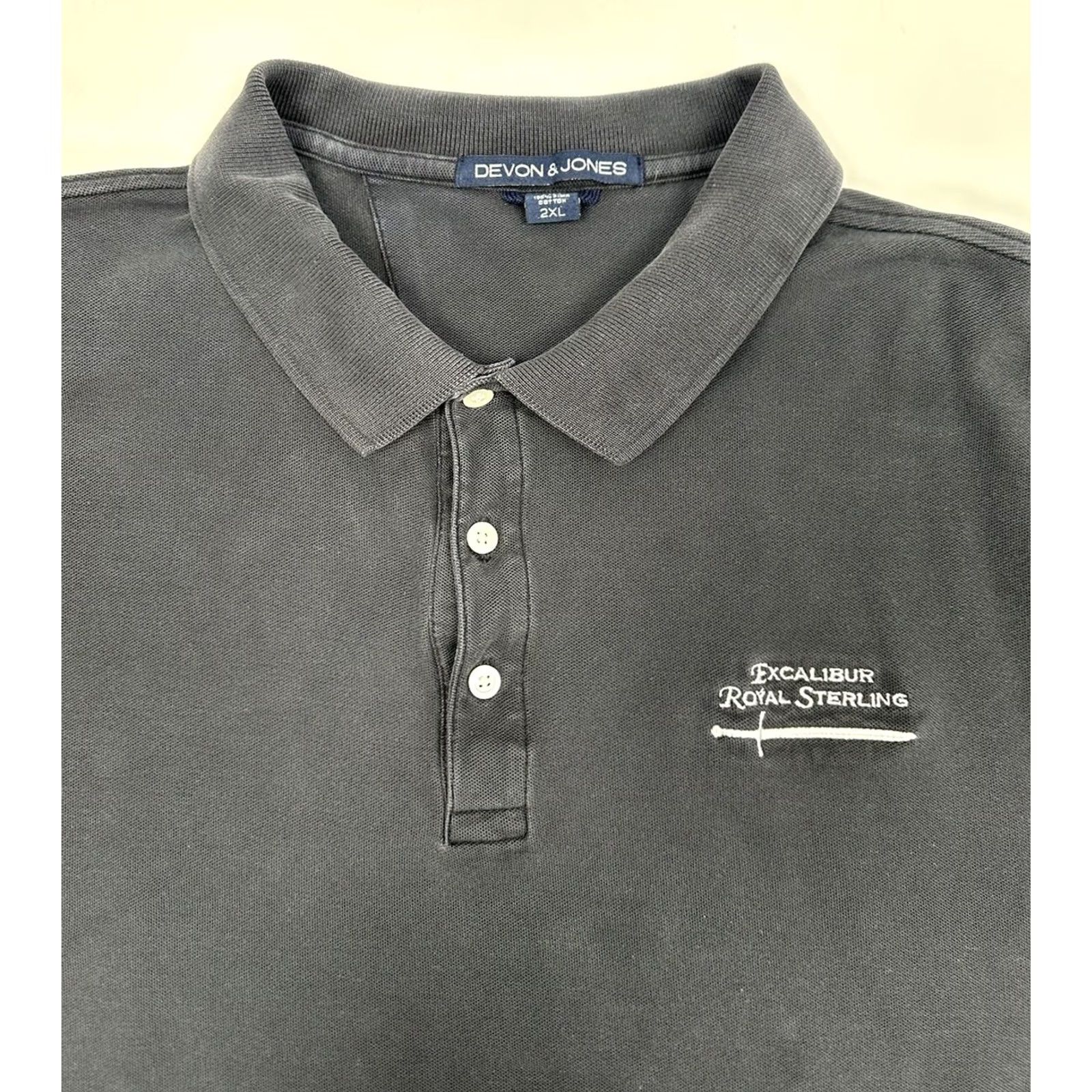 Vintage Excalibur Royal Sterling Polo Shirt XL Black Cotton Golf Driving Beach Mens Size US XL / EU 56 / 4 - 2 Thumbnail