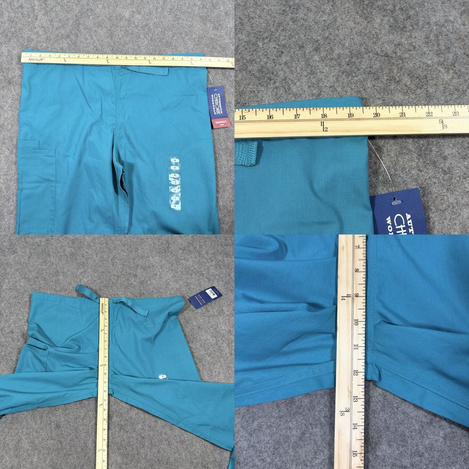 Cherokee Cherokee WorkWear Cargo Scrub Pants Unisex Small Sz Teal Blue Size US 29 - 8 Thumbnail