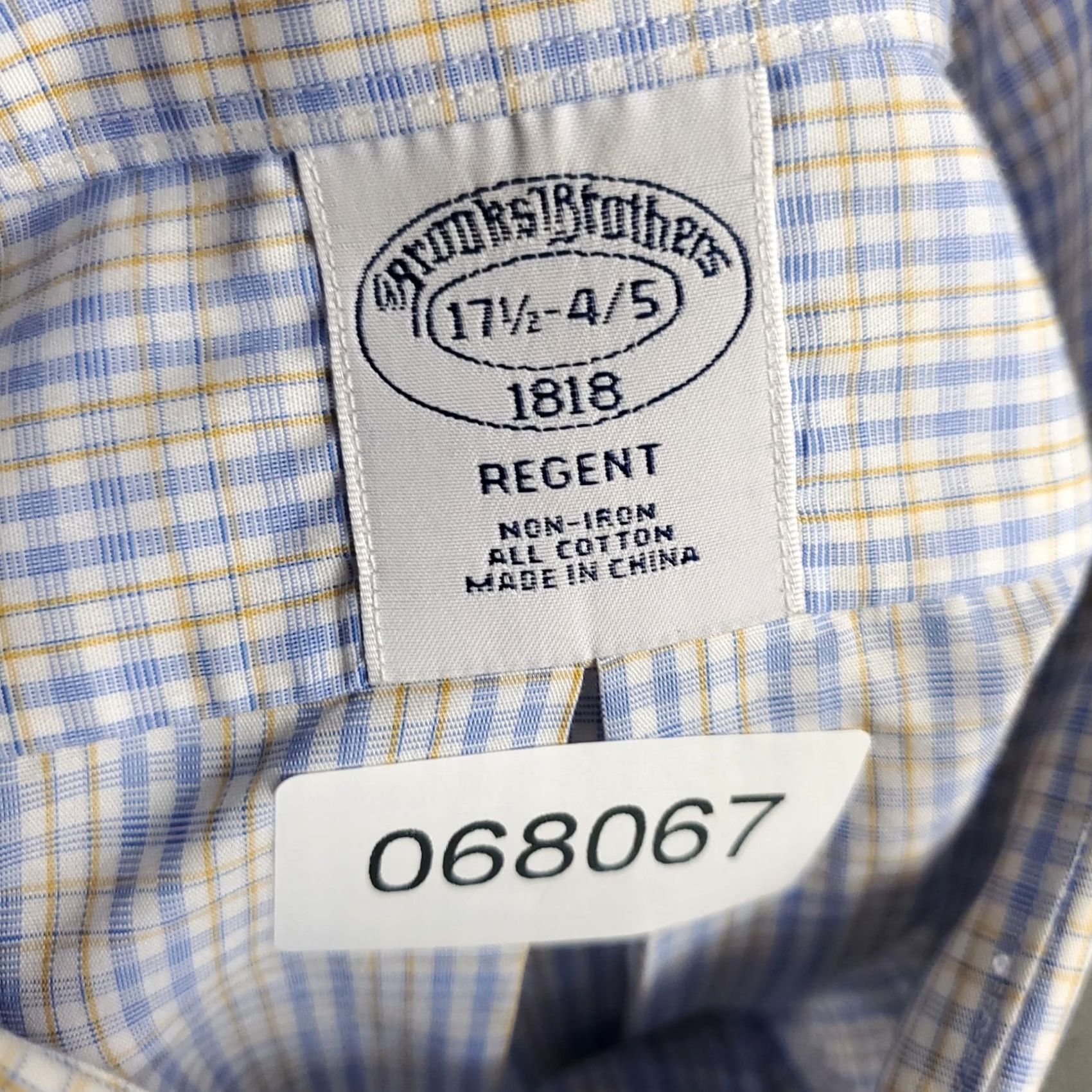 Brooks Brothers Brooks Brothers Shirt Mens 17.5 Blue Check Regent Dress Button Up Long Sleeve Size 48R - 7 Thumbnail