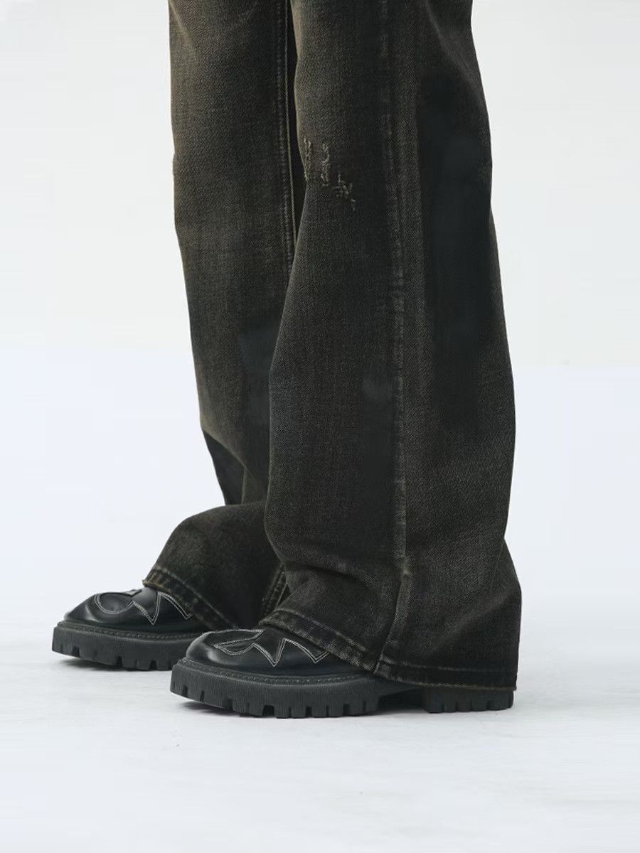 Japanese Brand × Jean High Street Scrap Style Aged Micro Flare Jeans Size US 32 / EU 48 - 3 Thumbnail