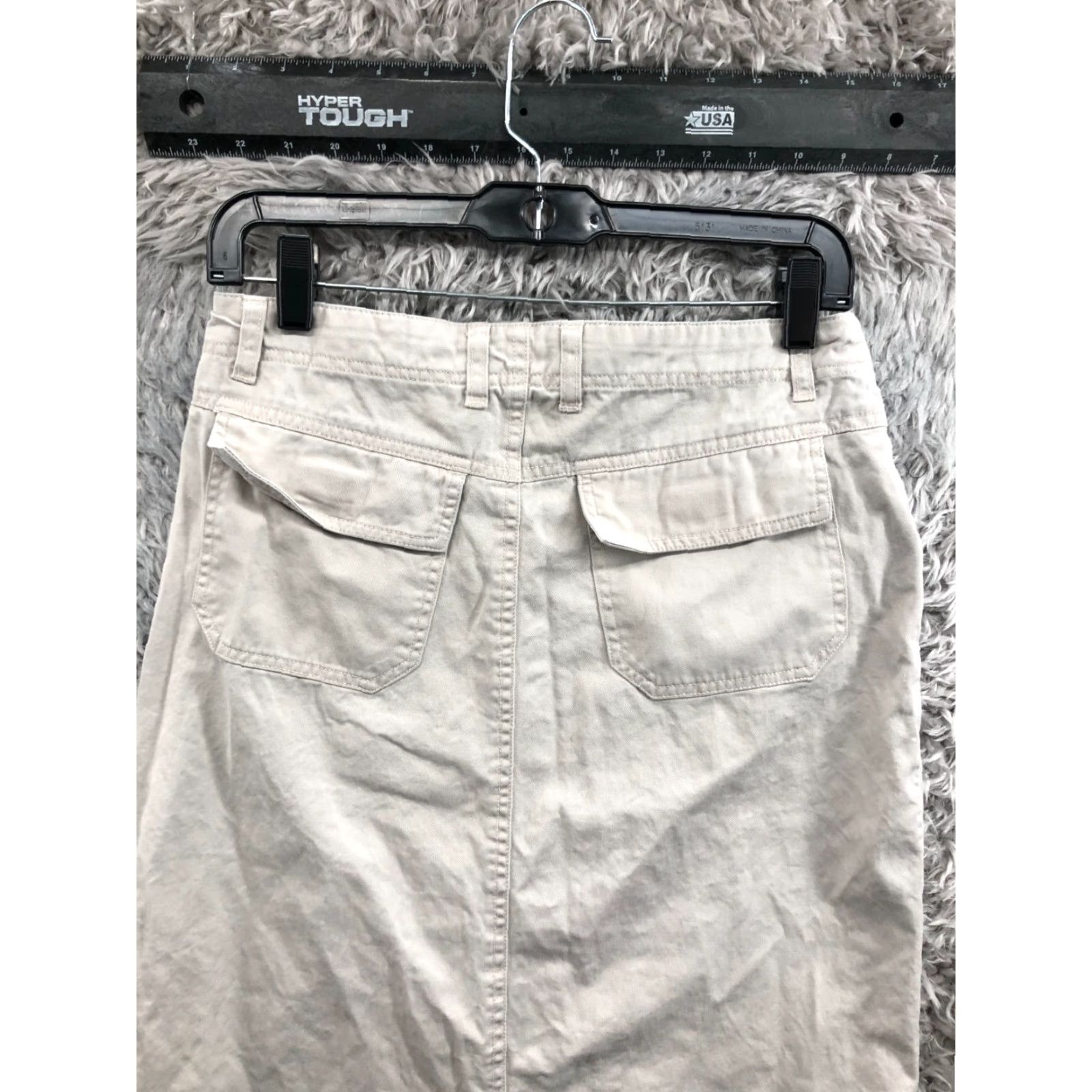 Vintage Tangents Skirt Woman Juniors 3 Back Slit Long Beige Denim Cotton Logo Slit 3/4? Size 26" / US 2 / IT 38 - 6 Thumbnail