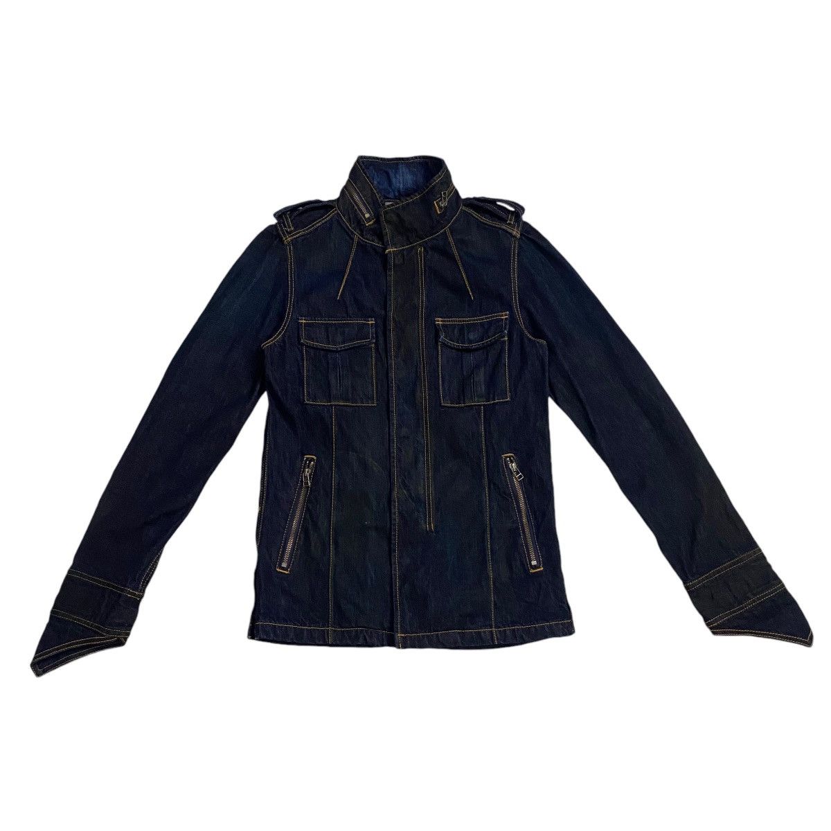Japanese Brand Denim Bush Jacket Indigo Blue Size US S / EU 44-46 / 1 - 5 Thumbnail