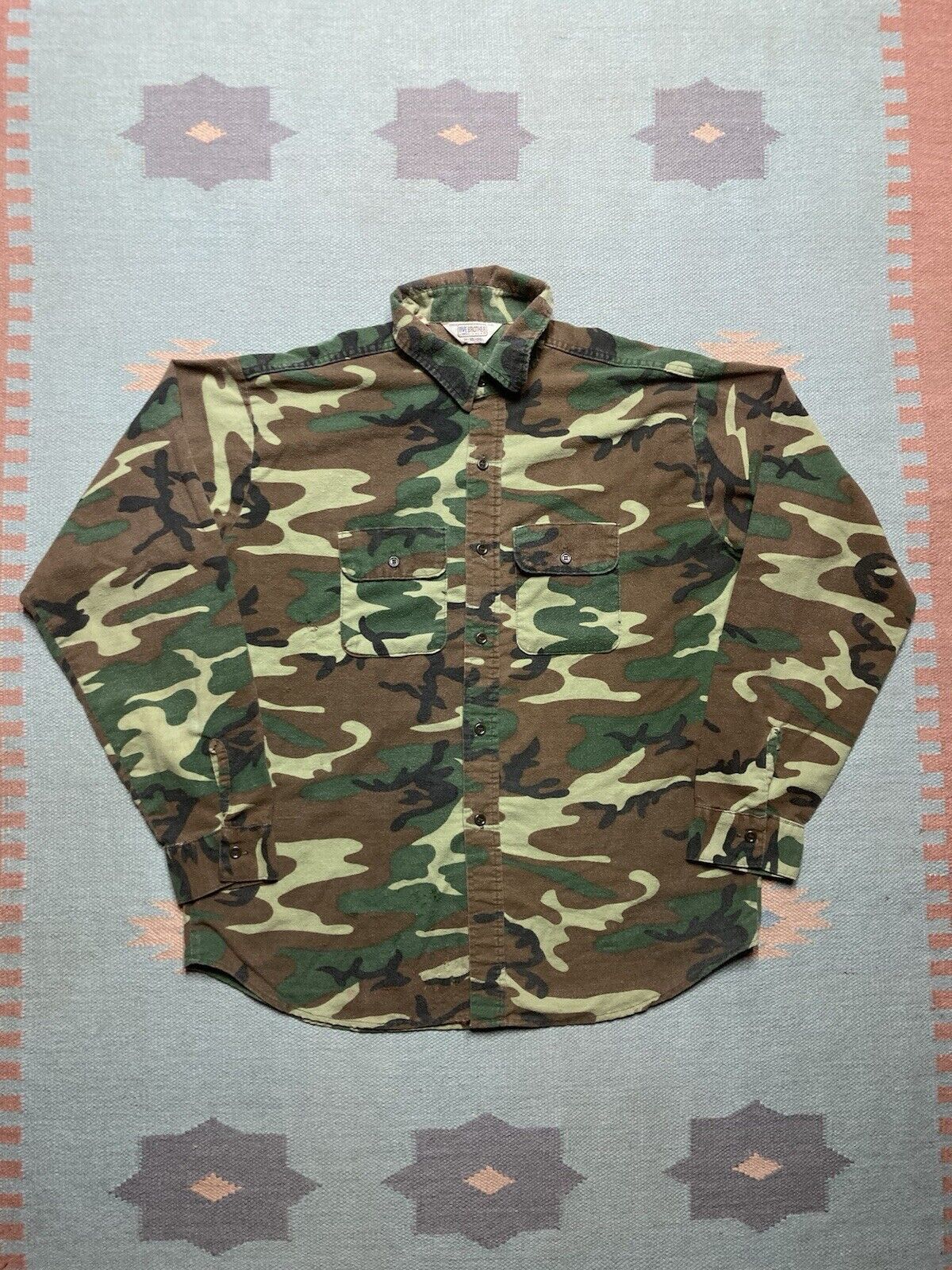 FiveBrother × Vintage 80s five brother camo flannel shirt chamois soft woodland XL Size US XL / EU 56 / 4 - 1 Thumbnail