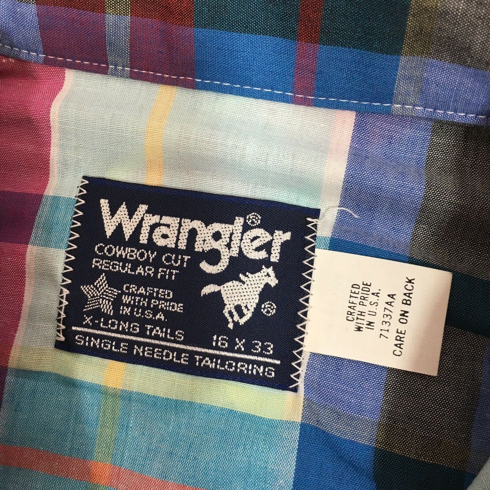 Wrangler NoS New Vtg Wrangler Aqua Blue Plaid ROCKABILLY Shirt Size US L / EU 52-54 / 3 - 3 Thumbnail