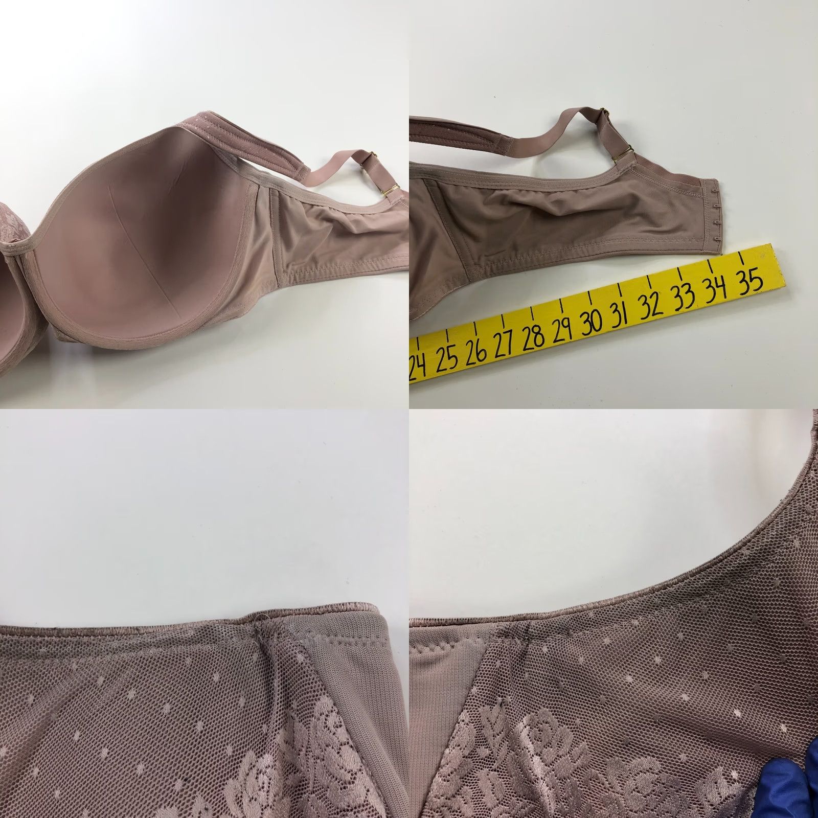 Vintage Soma Bra Balconette Underwired Padded 42DDD Pink Mauve 42 Underwire Full Coverage Womens Clothing Size ONE SIZE - 9 Thumbnail