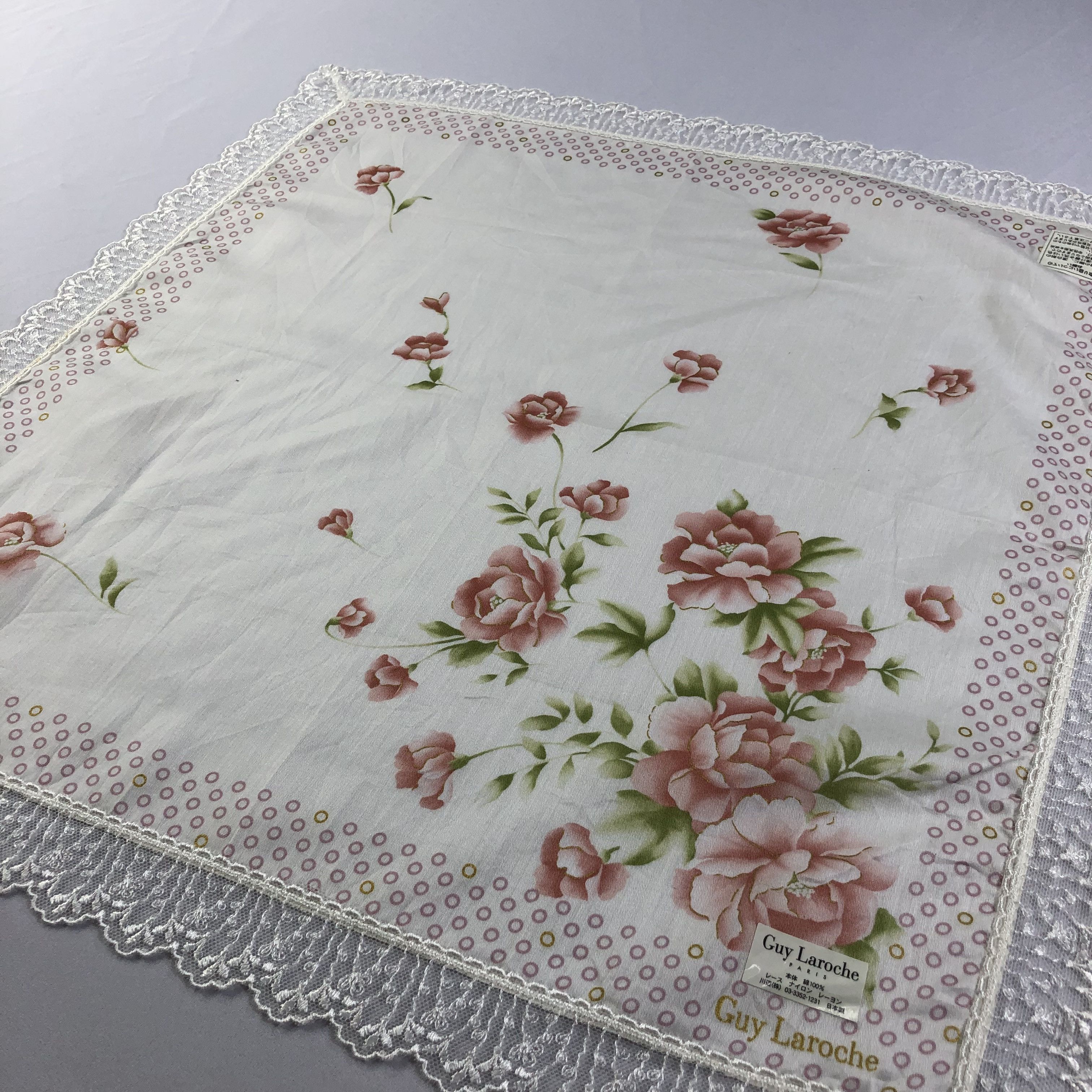 Guy Laroche × Vintage Guy Laroche Laces Handkerchief Neckerchief Bandana H2194 Size ONE SIZE - 3 Thumbnail