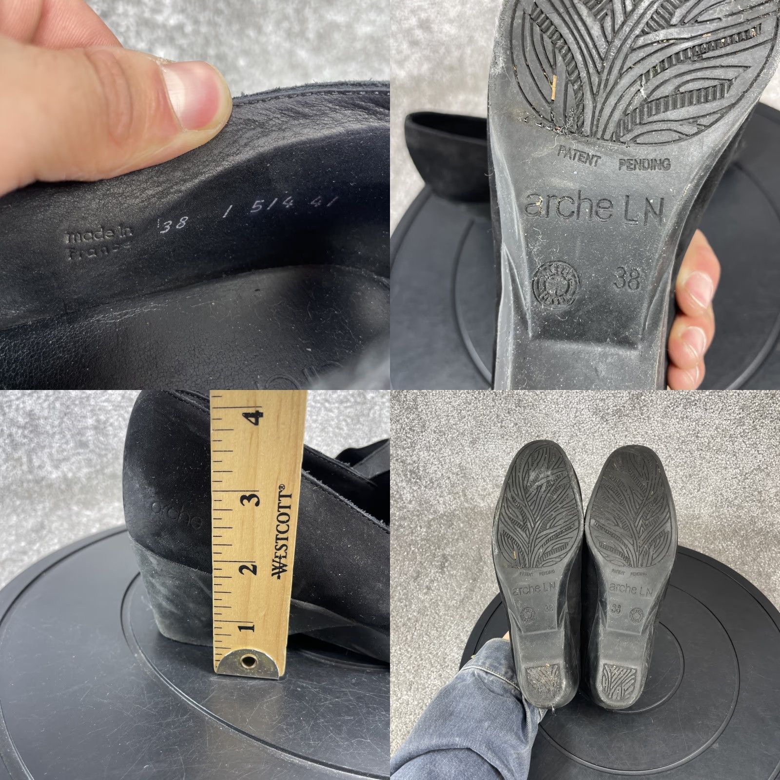 Vintage VINTAGE Arche Women's Wedge Pumps Size 38 EU 7.5 US Leather Slip-On Black Casual Size US 7.5 / IT 37.5 - 8 Thumbnail