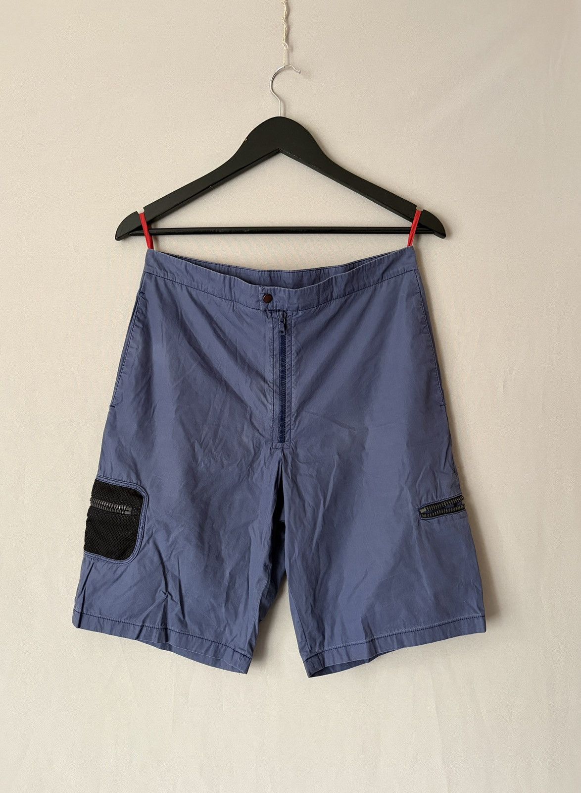 Prada Prada Vintage Blue Nylon Light Cargo Shorts Size US 30 / EU 46 - 1 Thumbnail