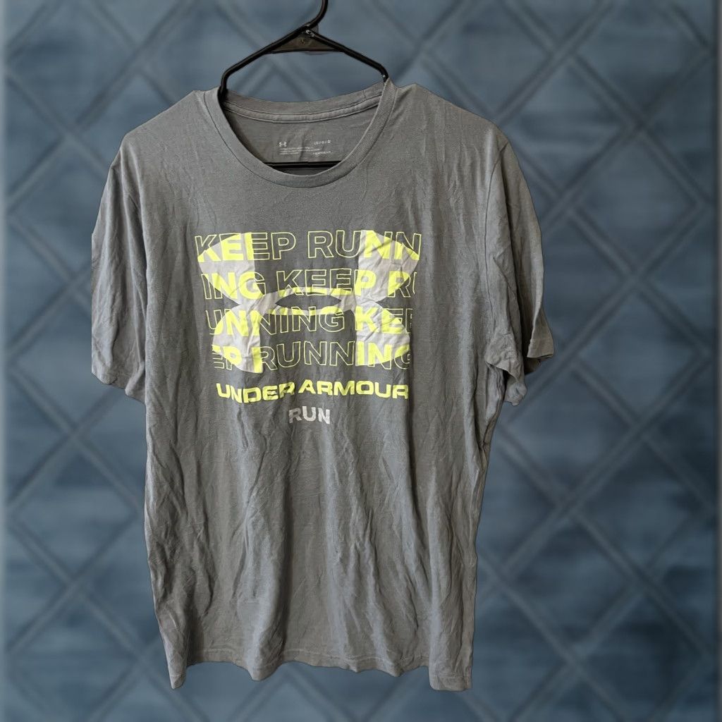 Under Armour Under Armour Gray Graphic T-Shirt Men's Large Short Sleeve Crew Neck Sports Size US L / EU 52-54 / 3 - 1 Thumbnail