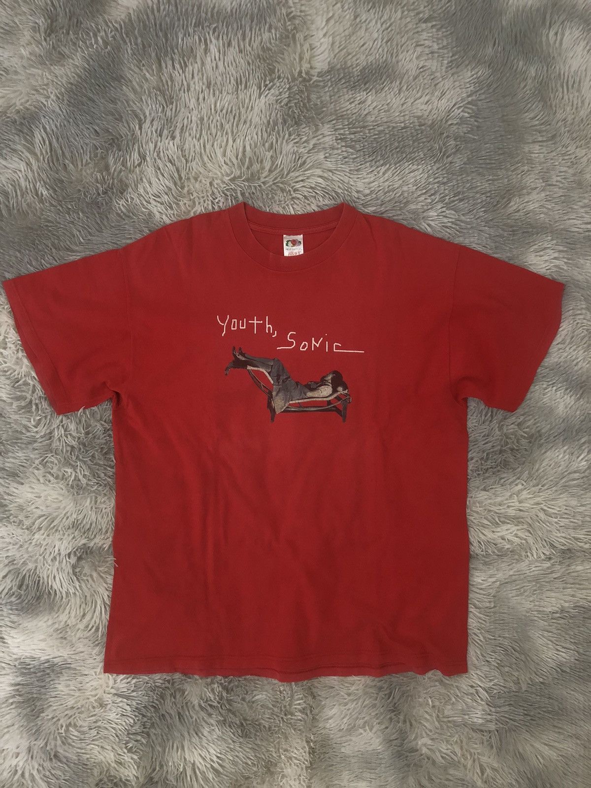 image of Rock T Shirt x Vintage 90's Sonic Youth Hospital Chair T Shirt in Red, Men's (Size XL)