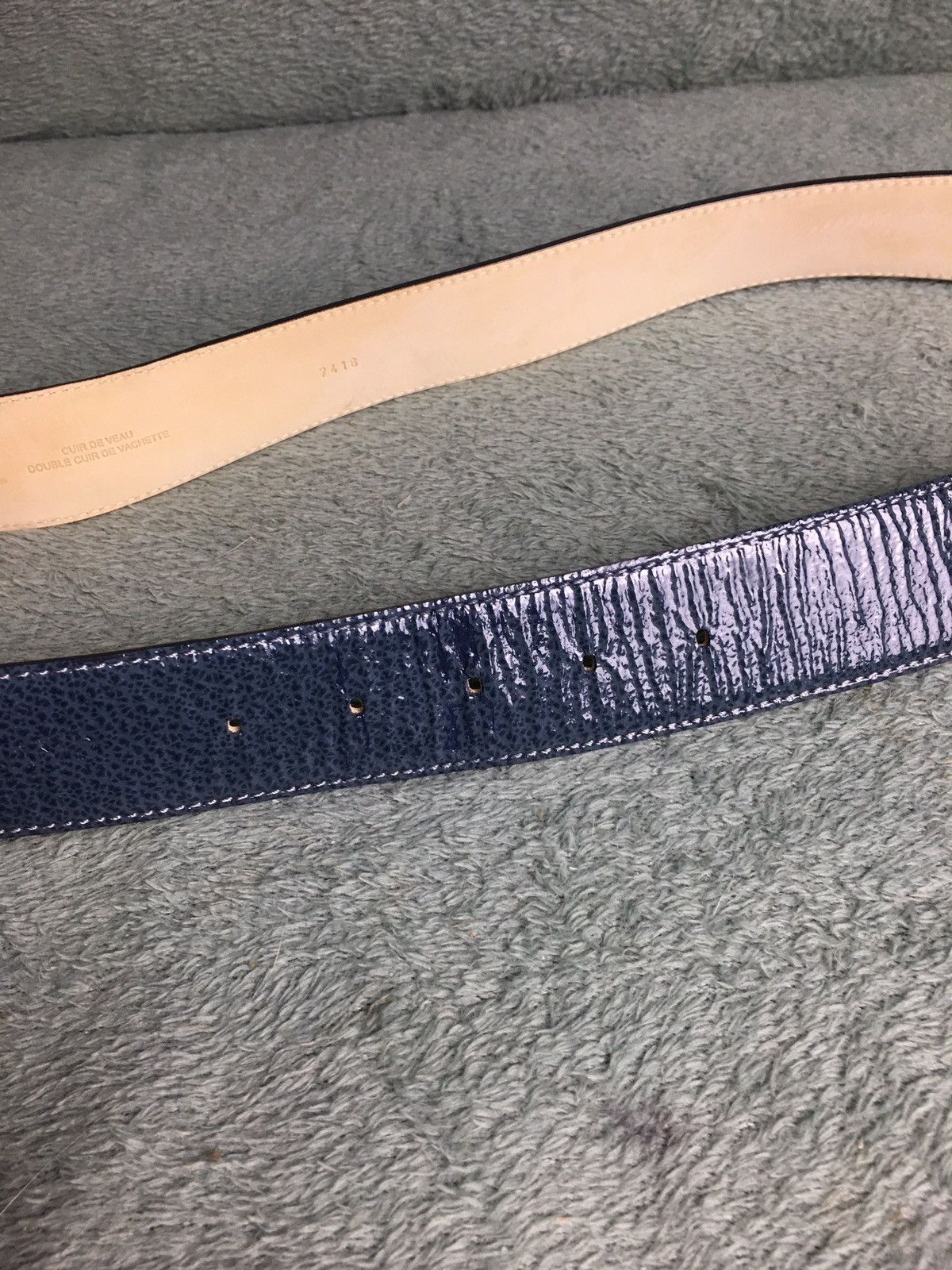 Longchamp LONGCHAMP Blue Patent Leather Belt Designer France Size ONE SIZE - 13 Thumbnail