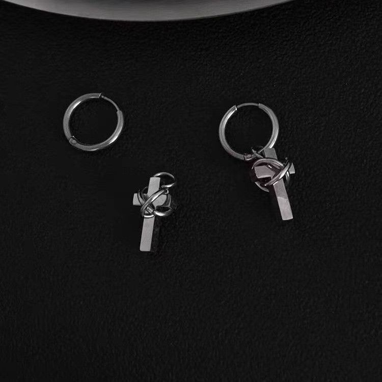 Jewelry × Sterling Silver Cross Future Earrings Gothic Punk One pairs Jewelry Spike Size ONE SIZE - 2 Thumbnail