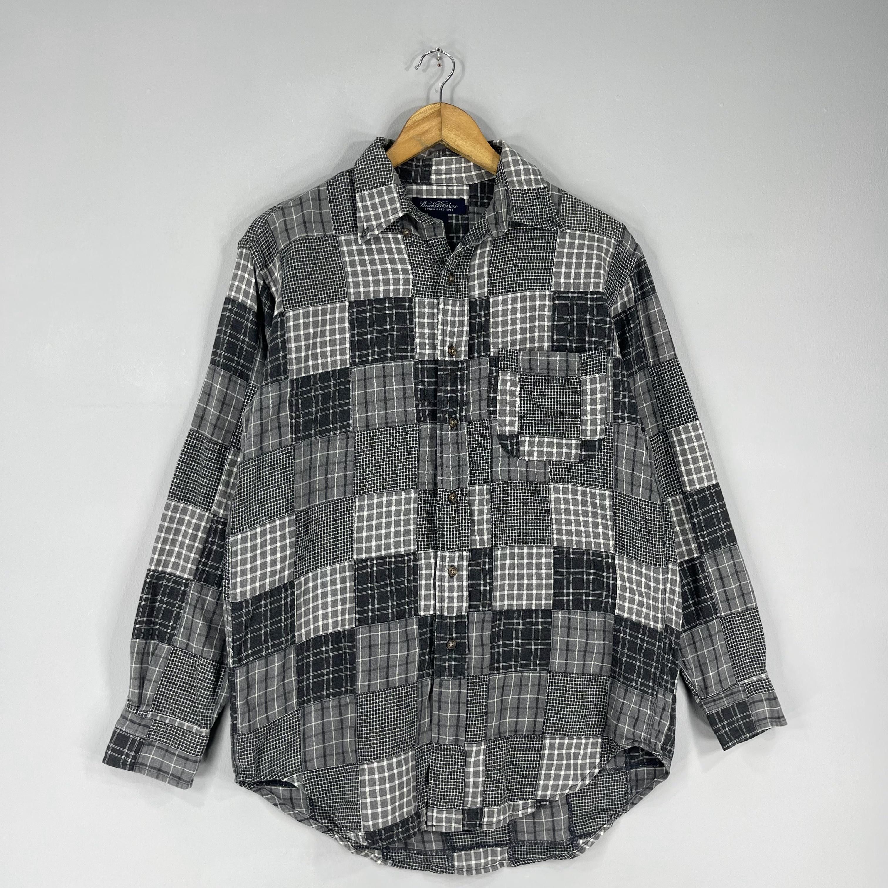 Flannel Vintage Patchwork Boro Flannel Gray Reconstruct Shirt Small Size US S / EU 44-46 / 1 - 4 Thumbnail