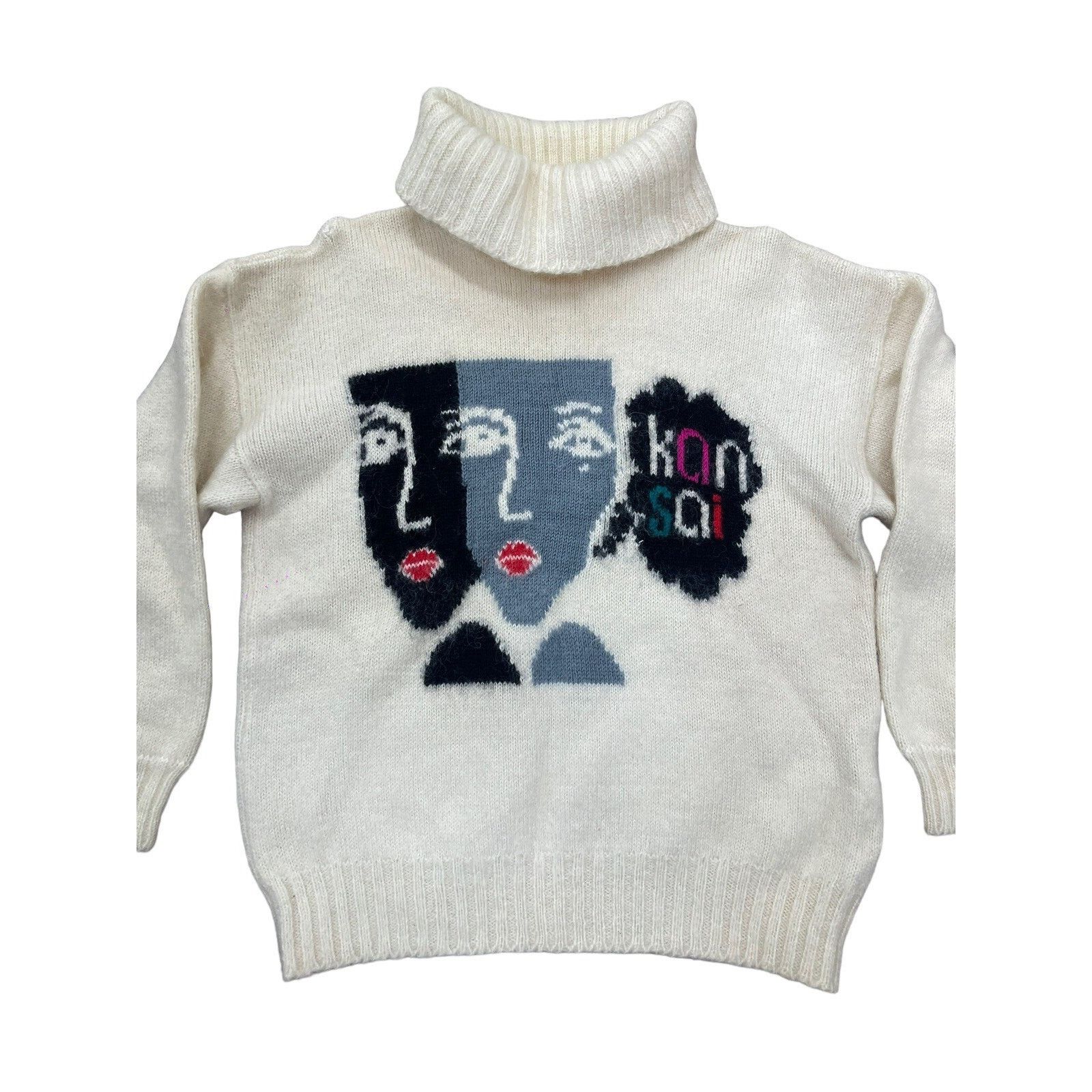 Kansai Yamamoto Kansai Yamamoto '70s Faces Logo Turtleneck Sweater Size M / US 6-8 / IT 42-44 - 3 Thumbnail