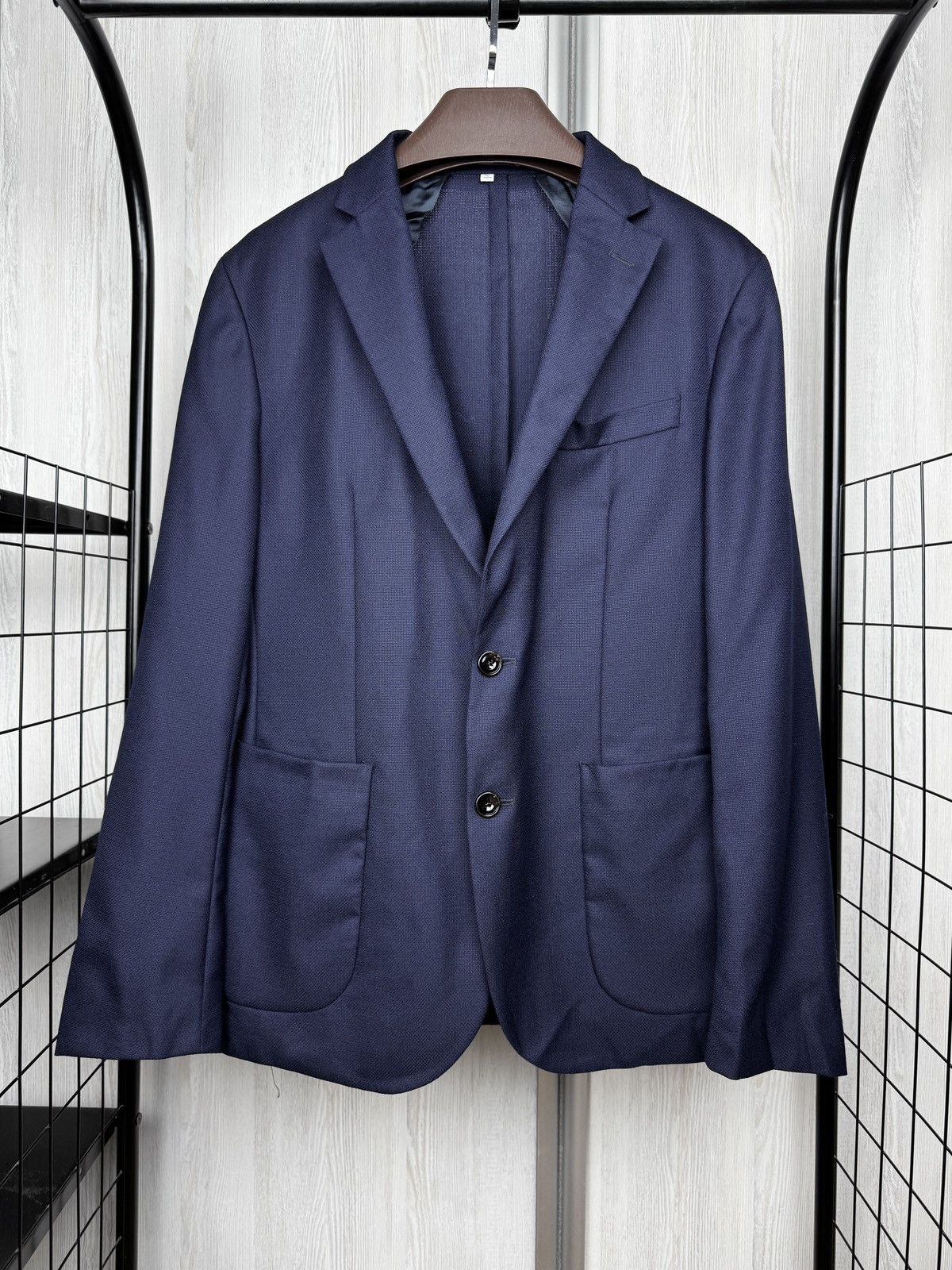 Hardy Amies Hardy Amies Navy Patterned Pure Wool Mens Blazer Heddon Fit Size 40R - 2 Thumbnail