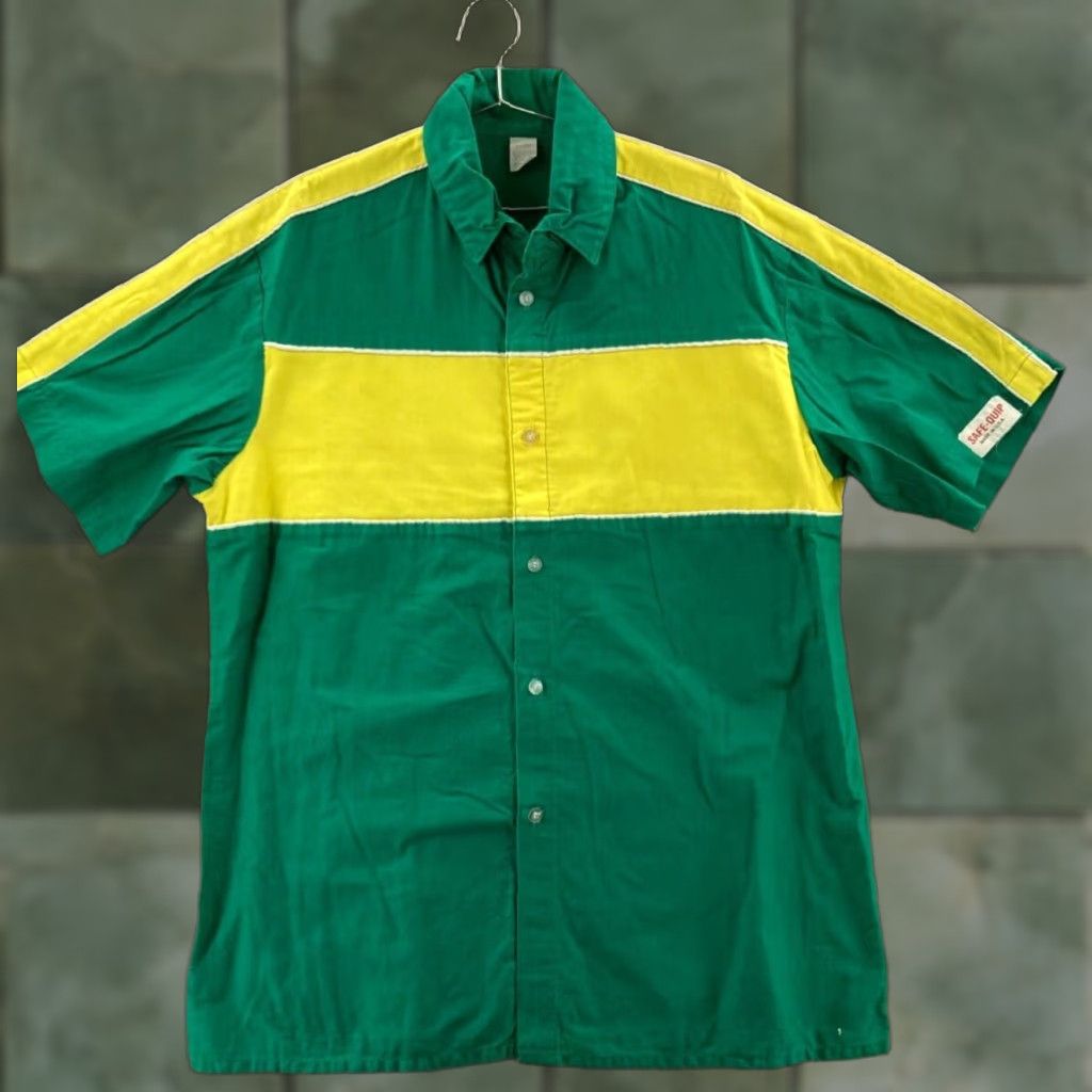 Vintage VINTAGE Safe Quip Shirt Mens XL Gren Yellow Short Sleeve Racing Mechanic 70s Size US XL / EU 56 / 4 - 1 Thumbnail