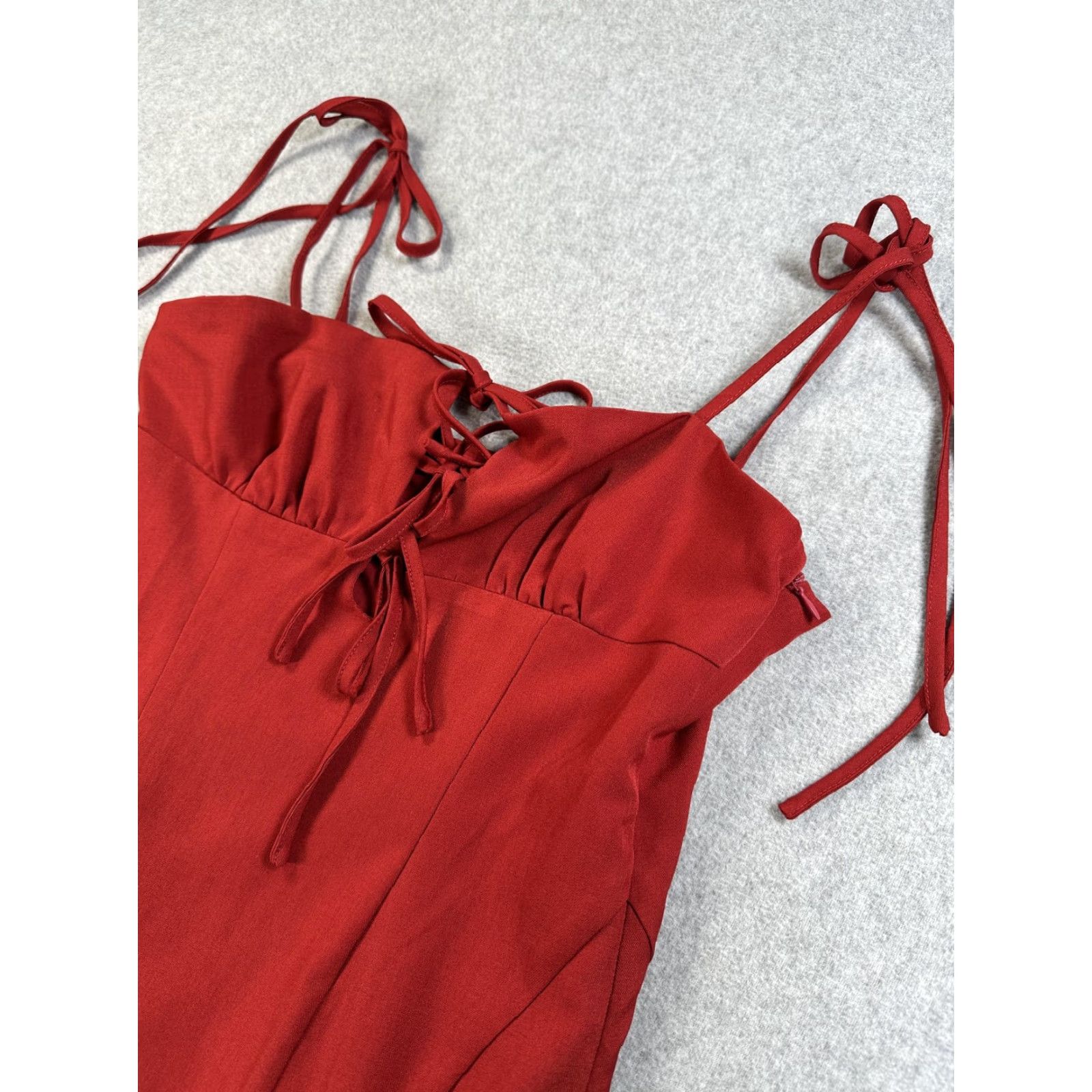 Vintage Beverly and Beck Dress Juniors M Red Mini Fit & Flare Sleeveless Lace Up Sweetheart Neckline Party/Cocktail Casual Size M / US 6-8 / IT 42-44 - 2 Thumbnail