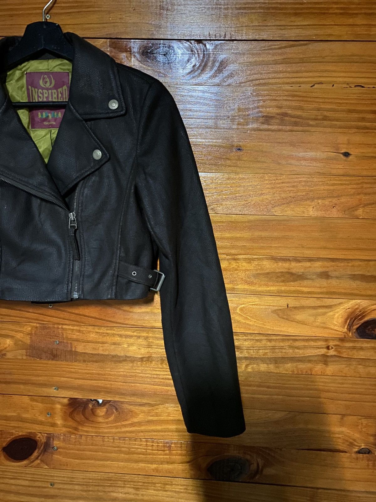 Vintage GGPX Inspired Cropped Faux Leather Biker Jacket | Women’s Size S / US 4 / IT 40 - 6 Thumbnail