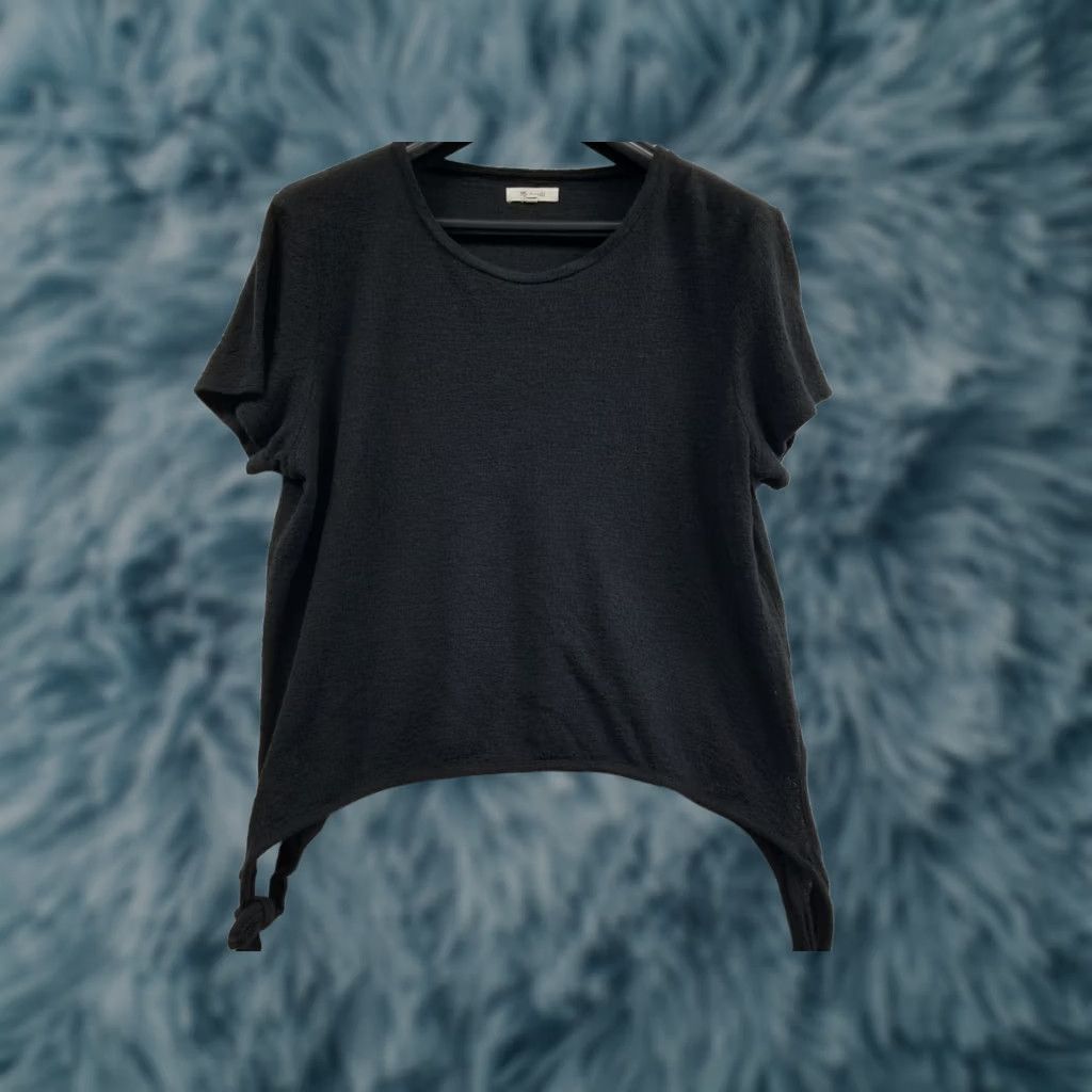 Madewell Madewell Womens XL Black Round Neck Long Sleeve Tie Blouse Lagenlook Minimalist Top Size XL / US 12-14 / IT 48-50 - 1 Thumbnail