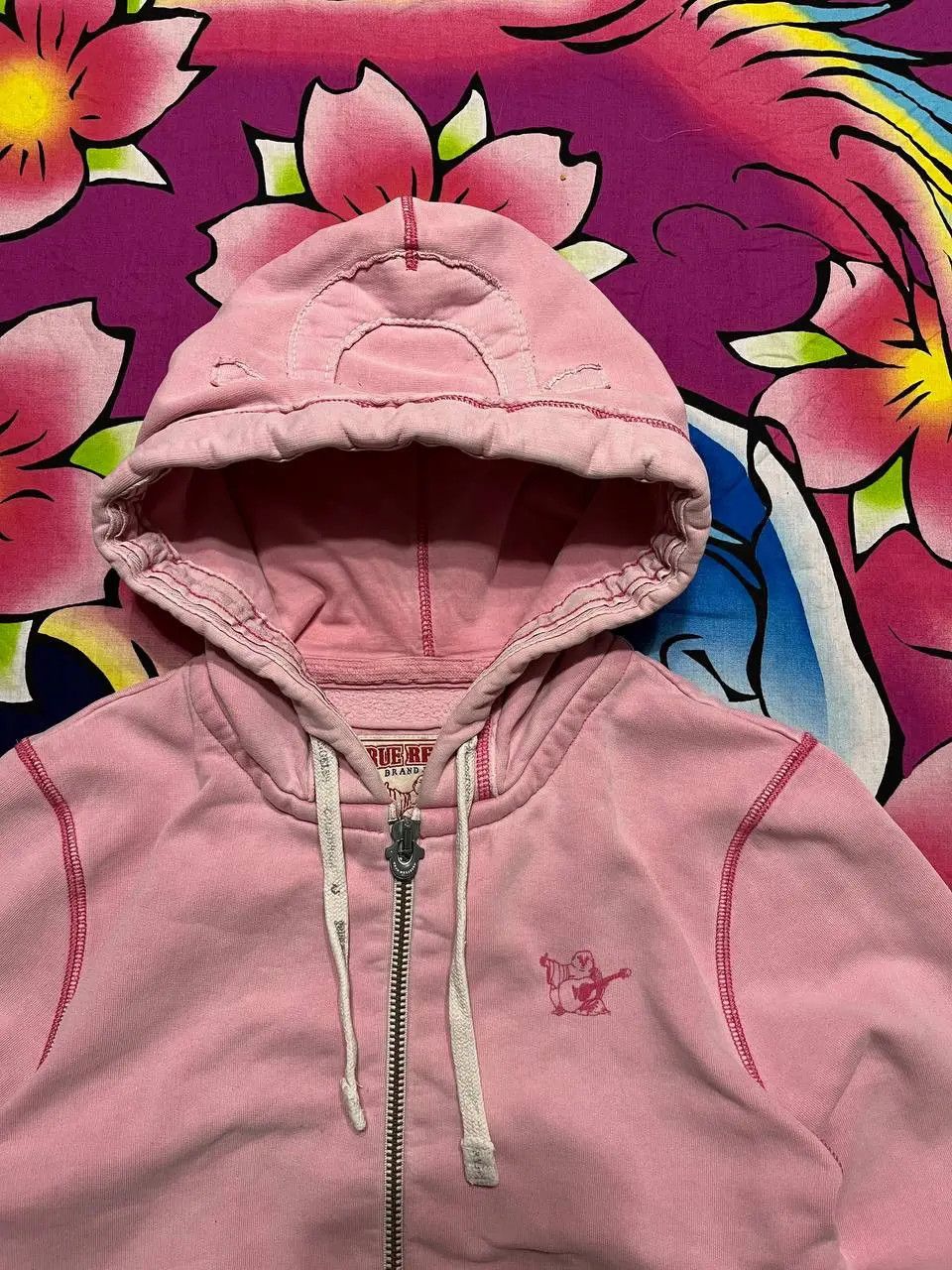 True Religion True Religion zip hoodie y2k style pink big logo Size L / US 10 / IT 46 - 5 Thumbnail