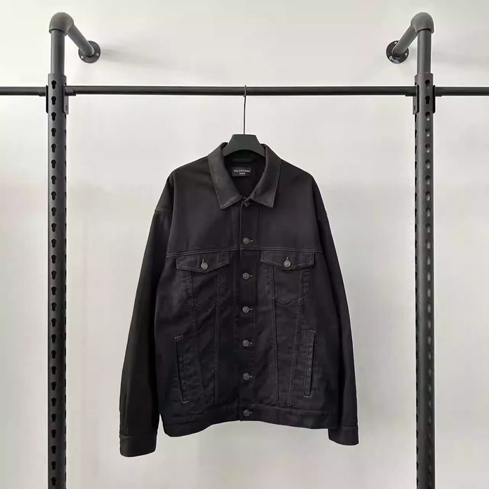 Balenciaga Balenciaga Hand-painted Double B Print Logo Denim Jacket