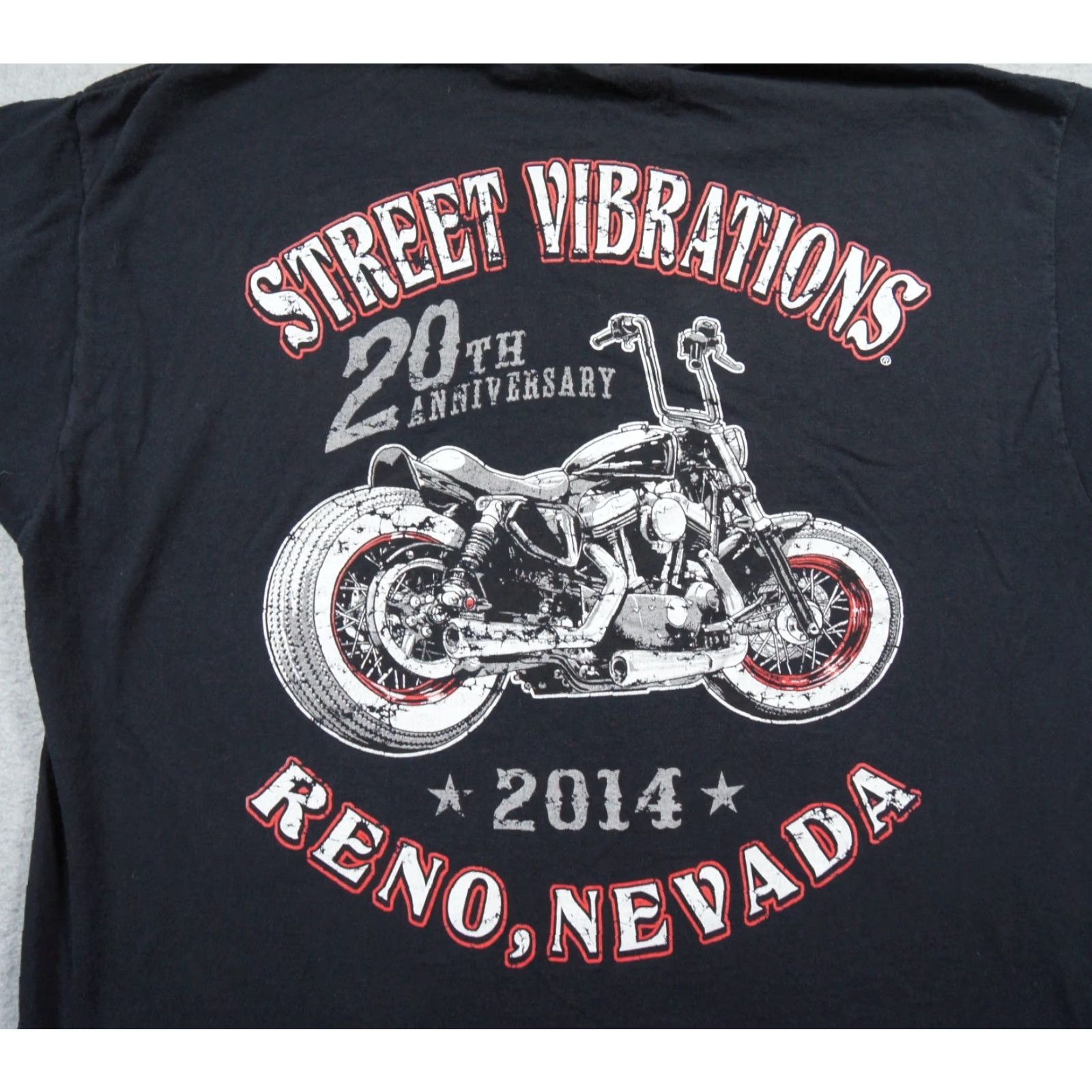 Fruit Of The Loom Street Vibrations Shirt Mens XL Black Motorcycle Tee Reno Nevada Biker 2014 Size US XL / EU 56 / 4 - 2 Thumbnail