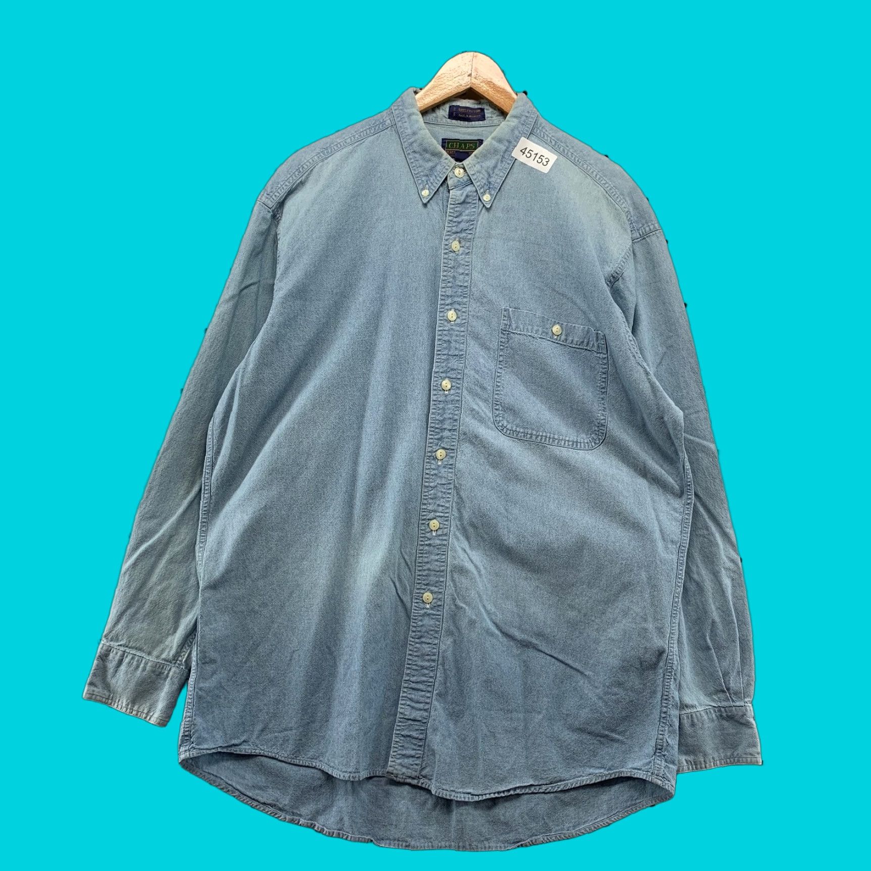 Ralph Lauren VINTAGE Ralph Lauren Denim Shirt Mens XL Blue Cotton Long Sleeve Button-Up Size US XL / EU 56 / 4 - 1 Thumbnail