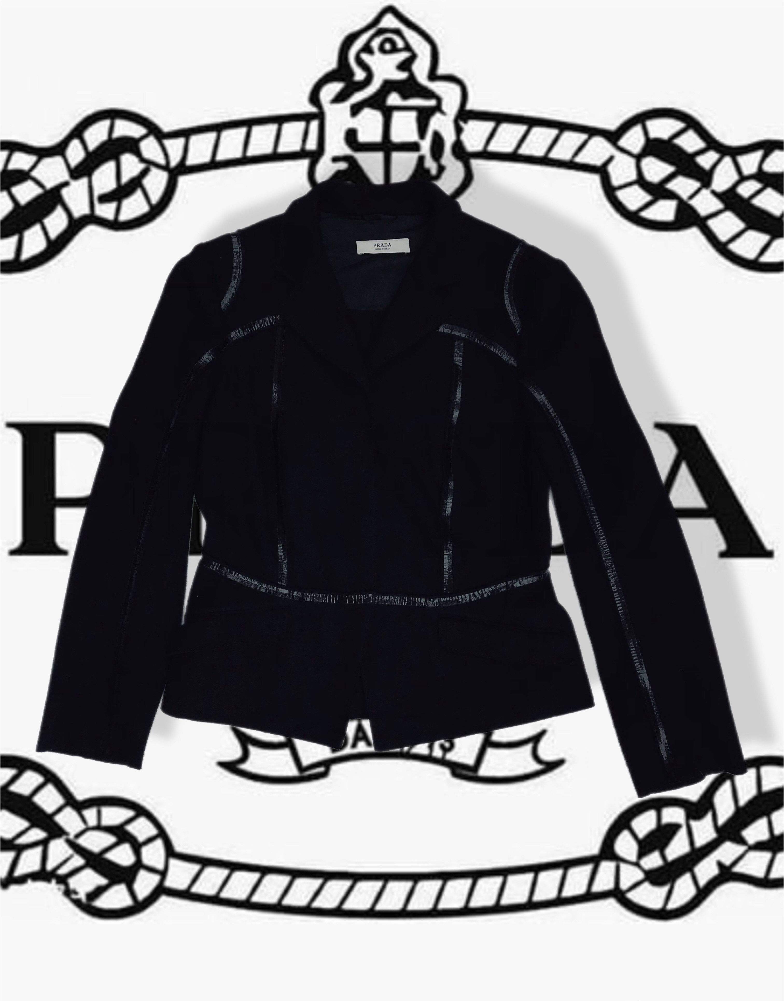 Prada Prada Enamel Piping Crop Jacket Blazer Black Large Virgin Size L / US 10 / IT 46 - 2 Thumbnail