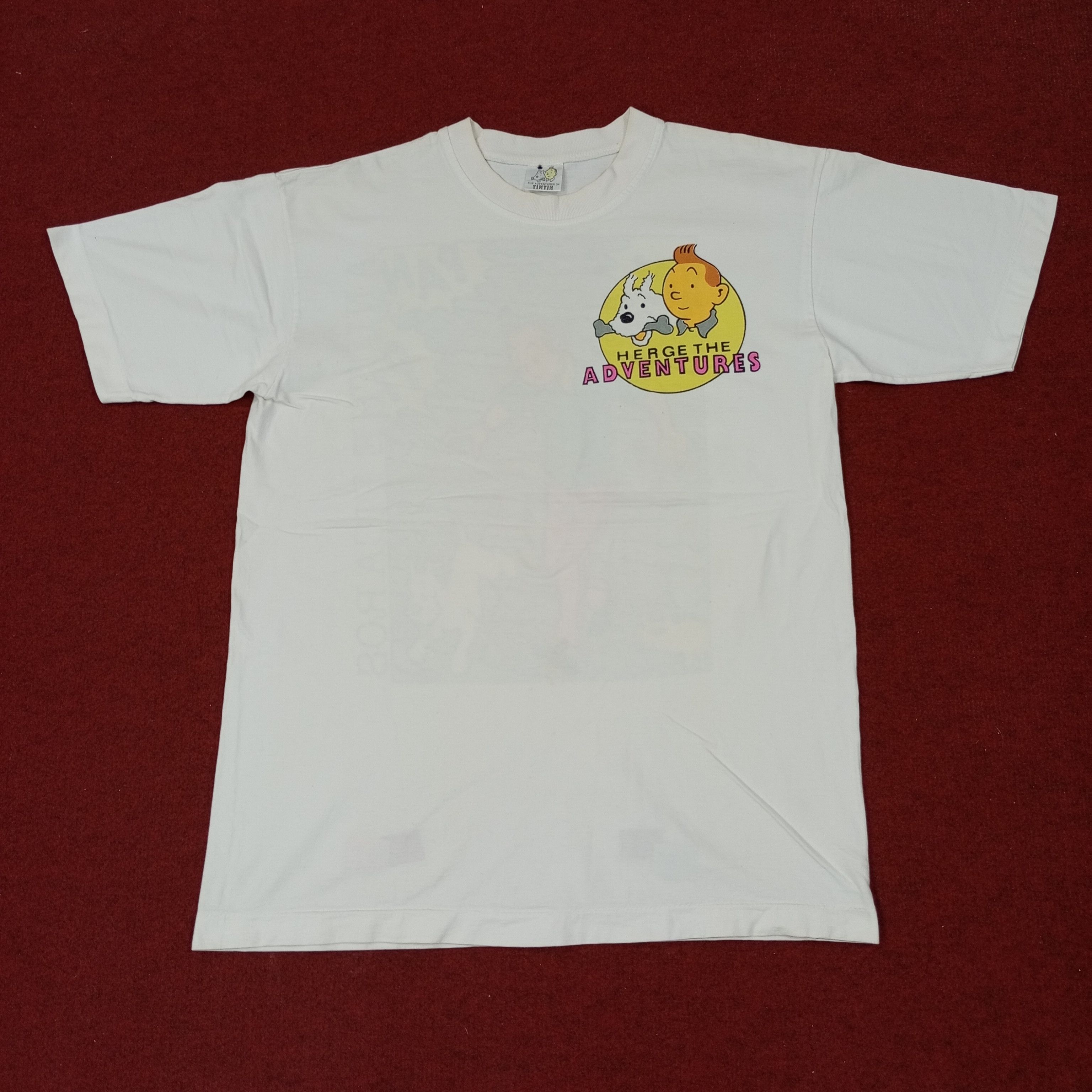Vintage The Adventures Of Tintin Cartoon Tshirt c249n73 Size US M / EU 48-50 / 2 - 3 Thumbnail